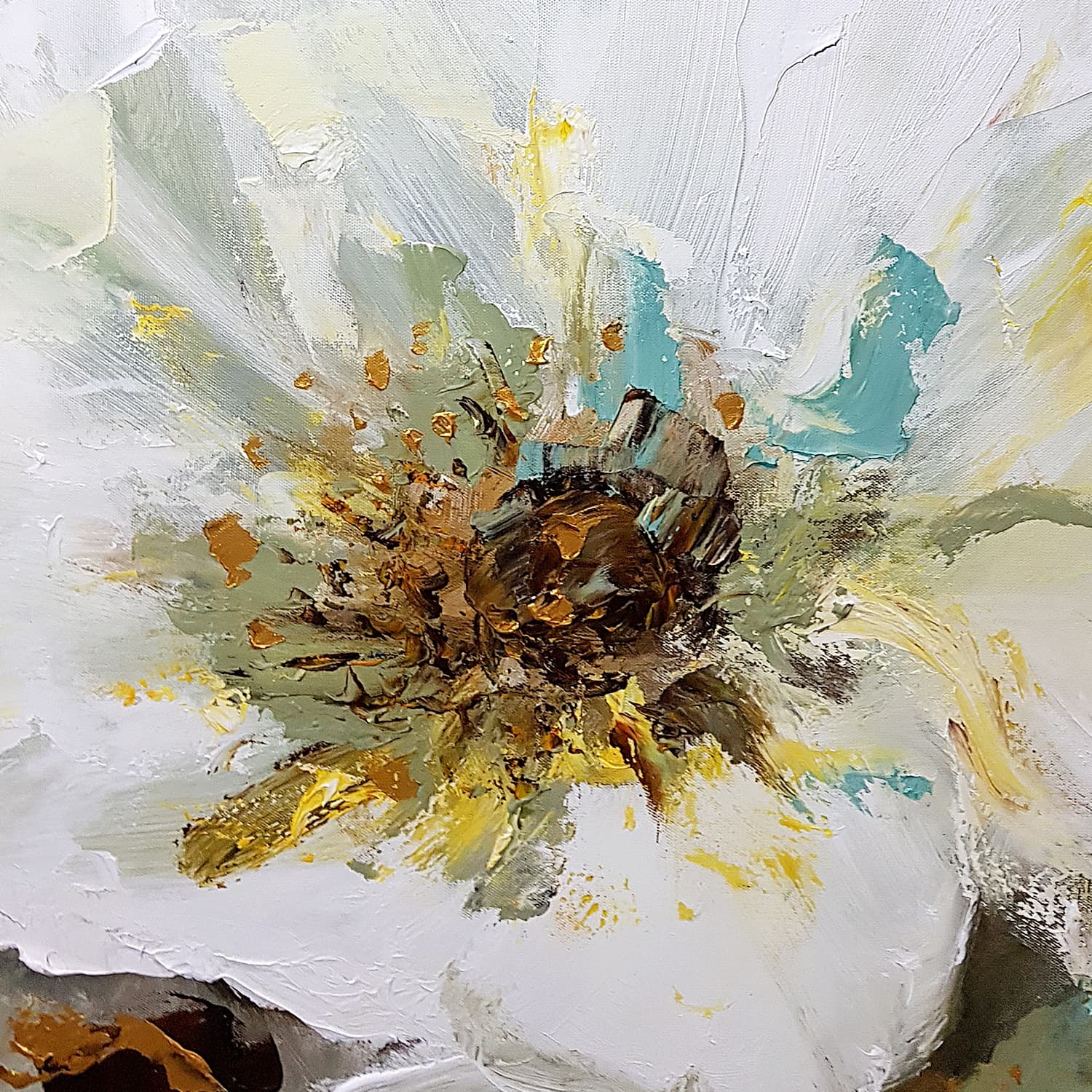 White Flower Close-Up Oil Painting image 2