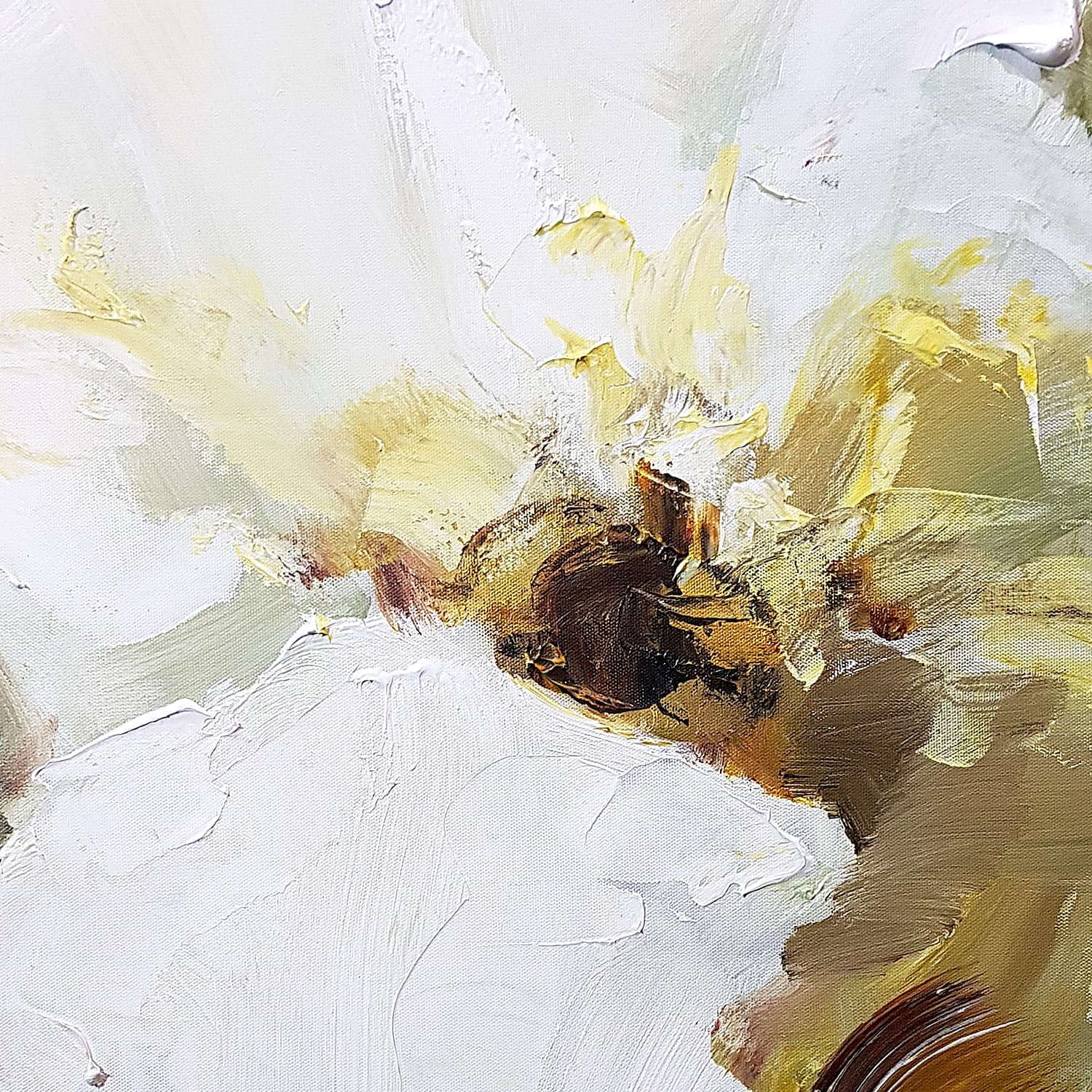 White Flower Close-Up Oil Painting image 9
