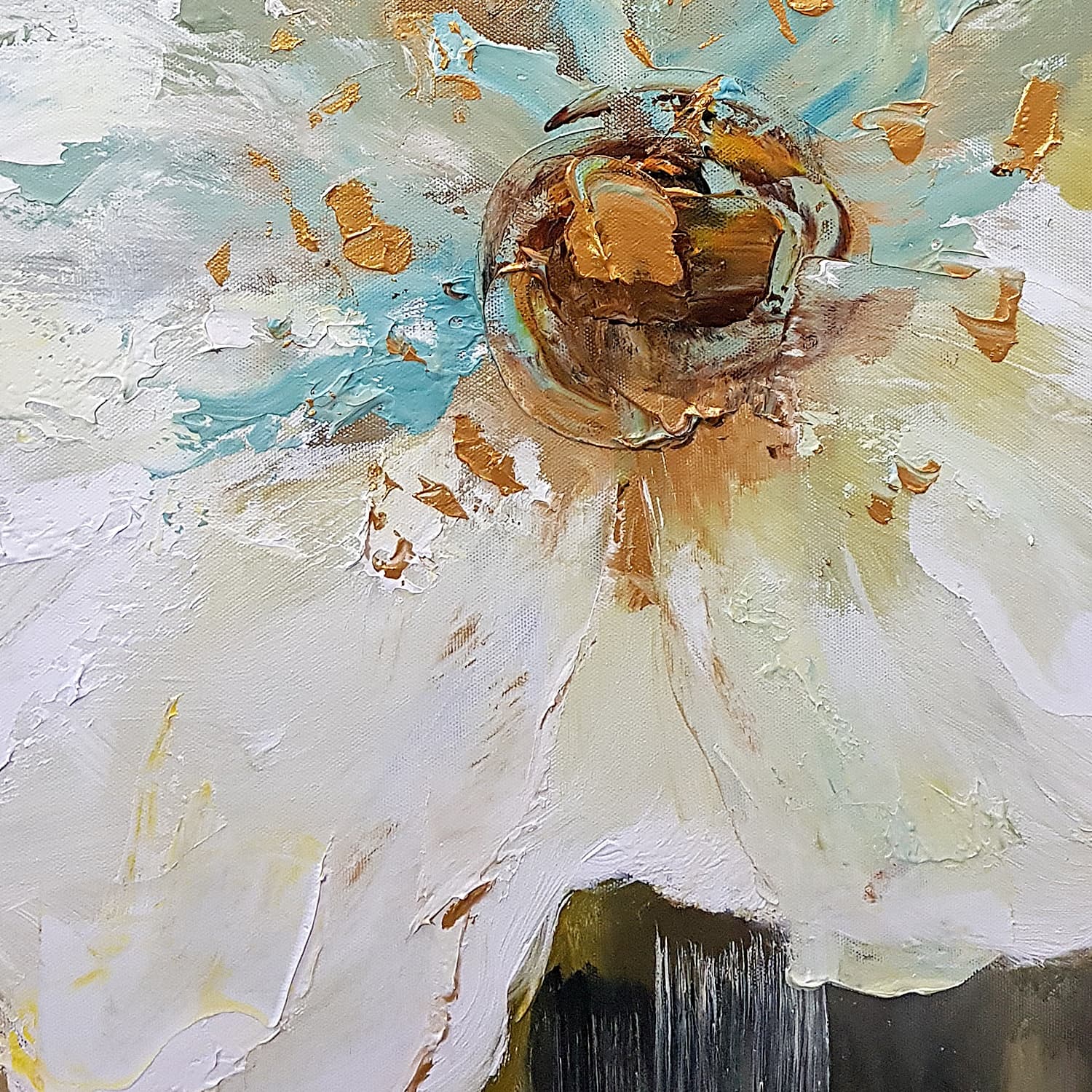 White Flower Close-Up Oil Painting image 7
