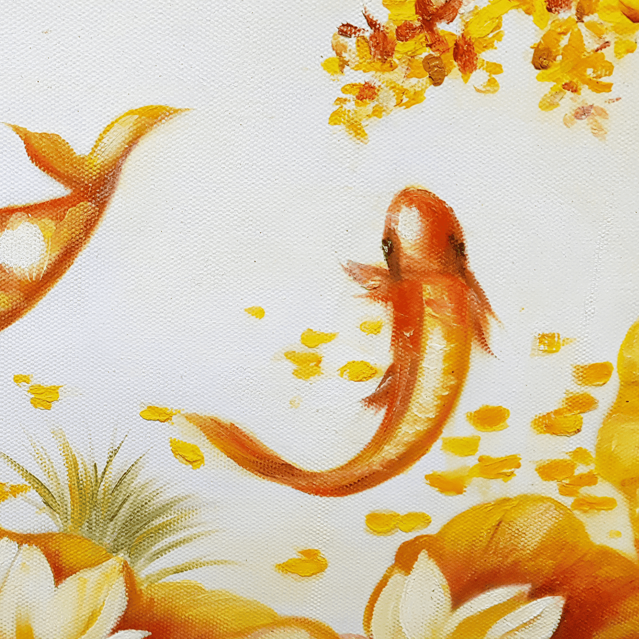 Golden Koi Fish in Yellow Flower Garden image 4