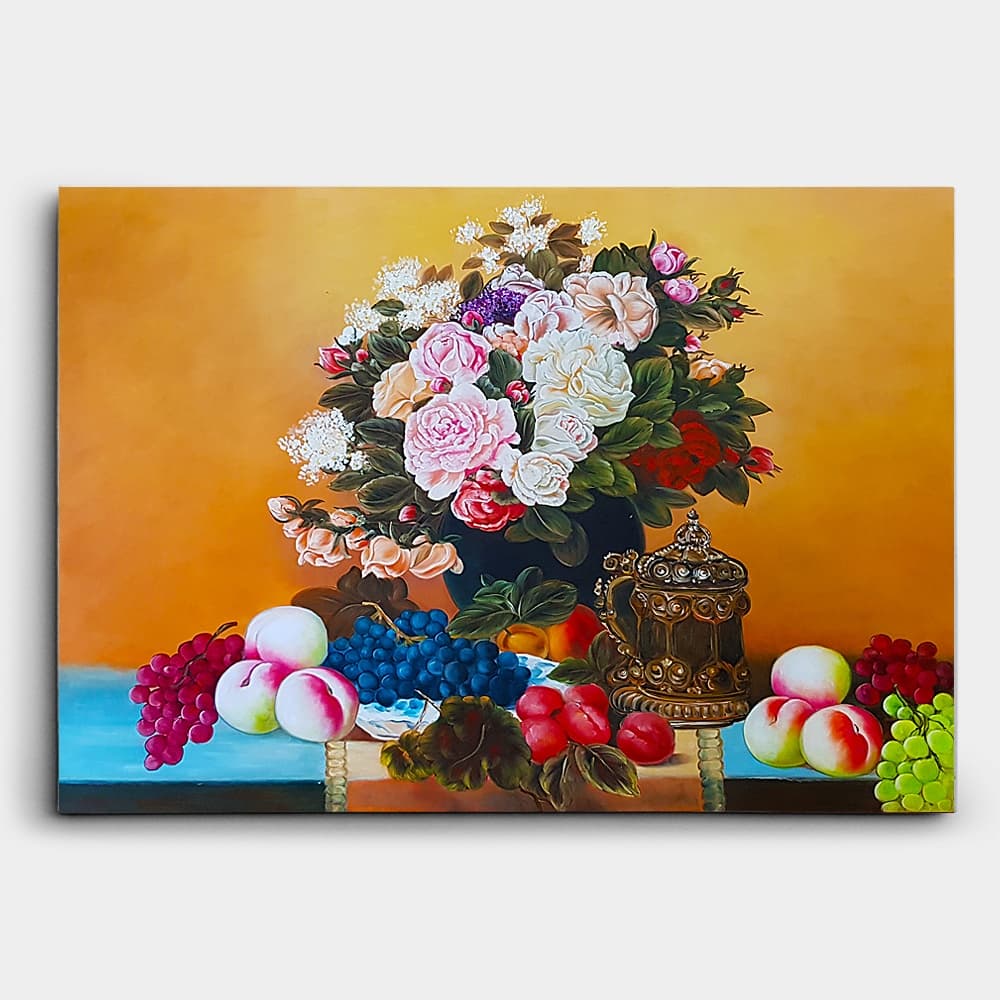 Flowers and Fruit Still Life