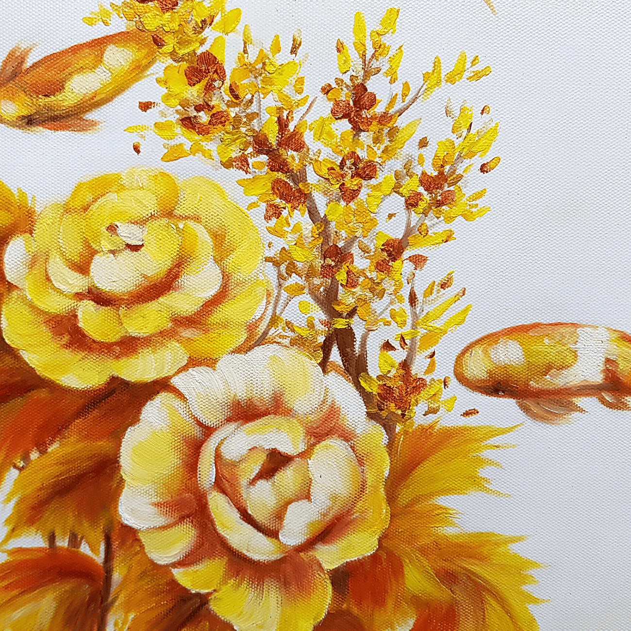 Golden Koi Fish in Yellow Flower Garden image 5