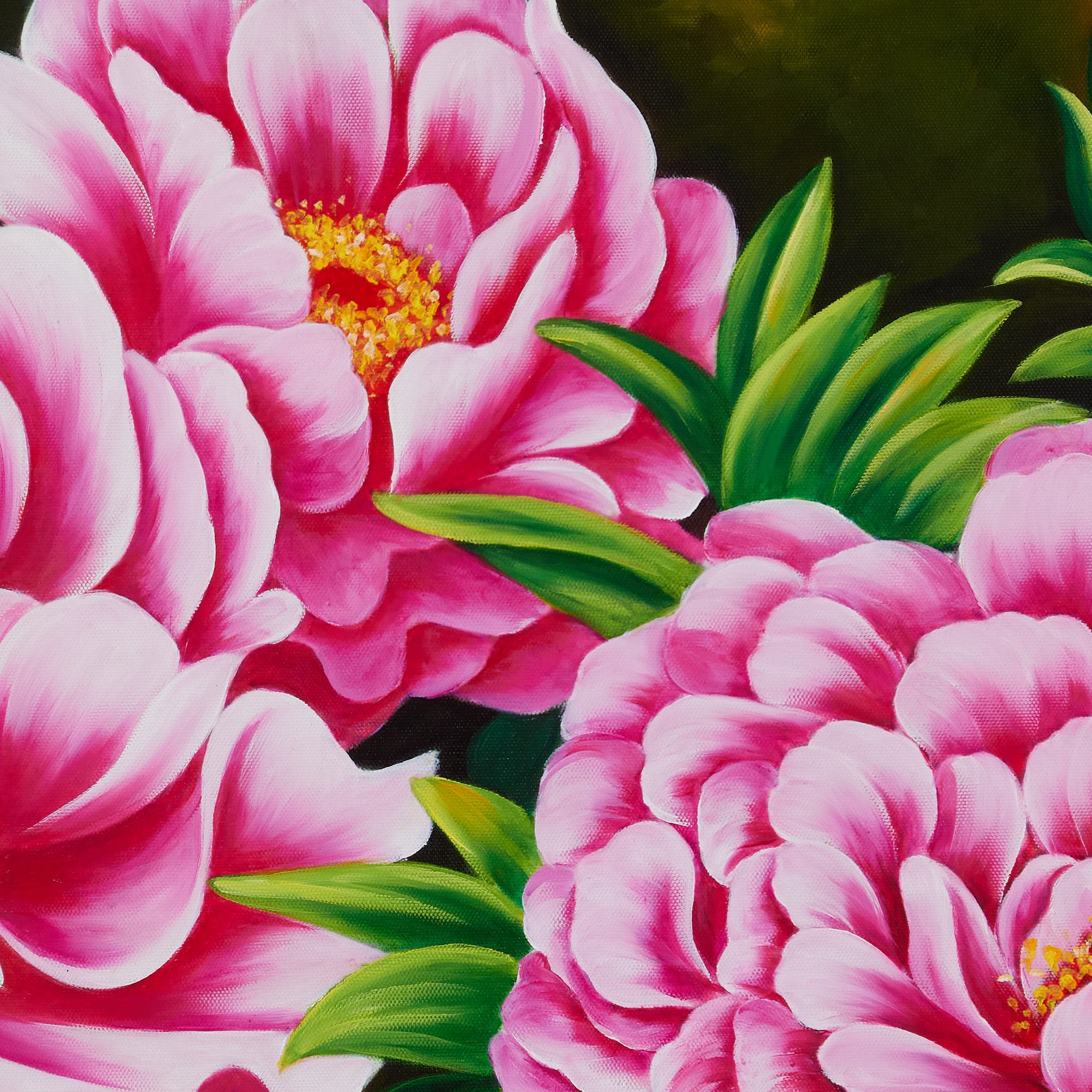 Pink Peonies with Bud on Dark Background image 3