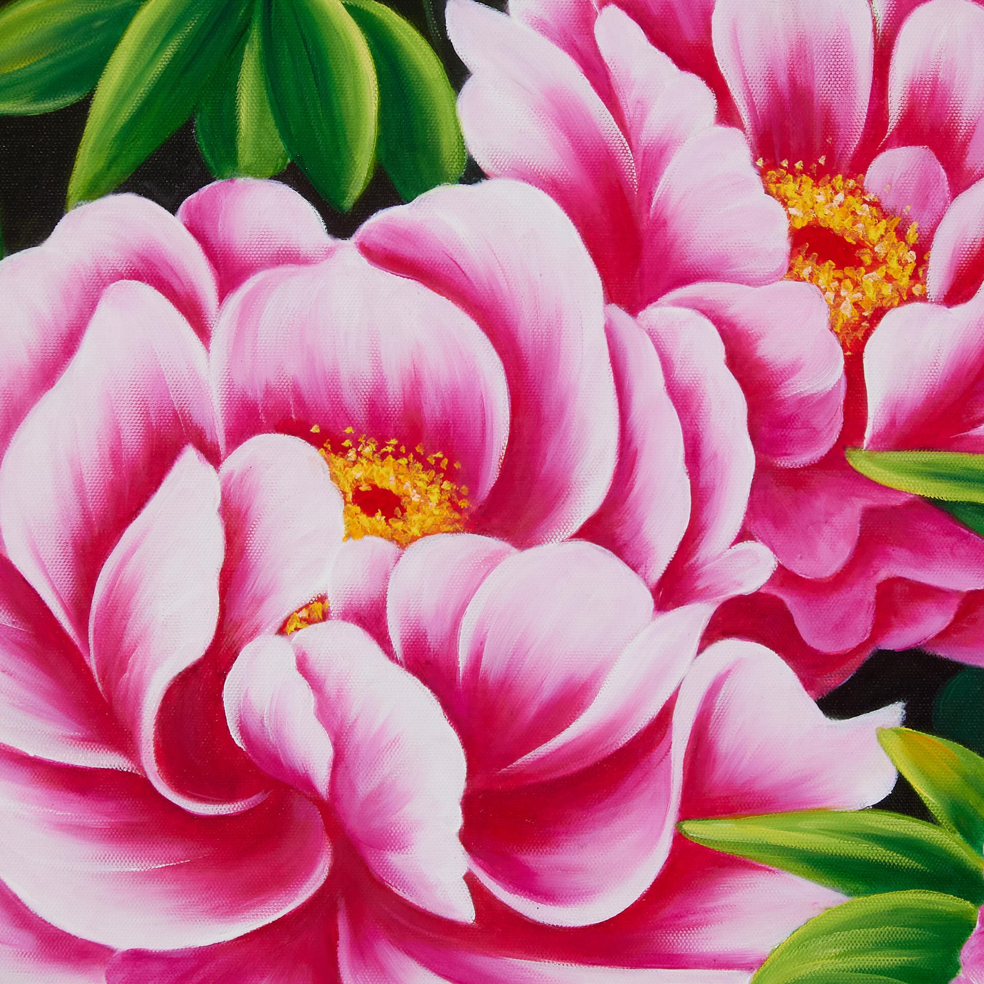 Pink Peonies with Bud on Dark Background image 2