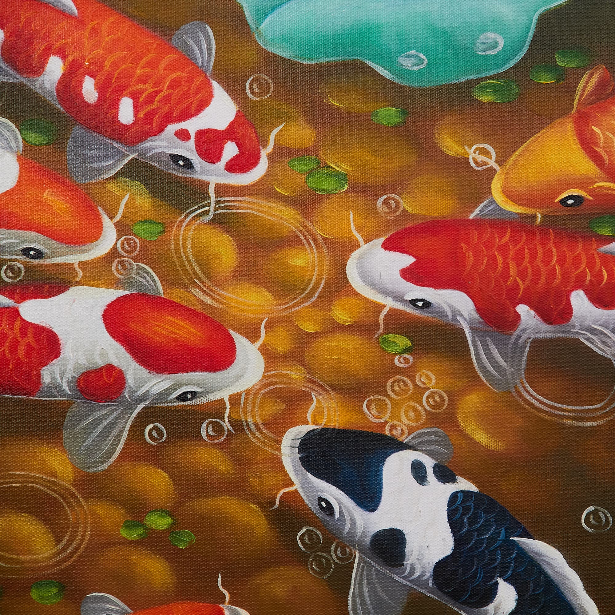 9 Koi Fish Swimming in Dark Lotus Pond image 4