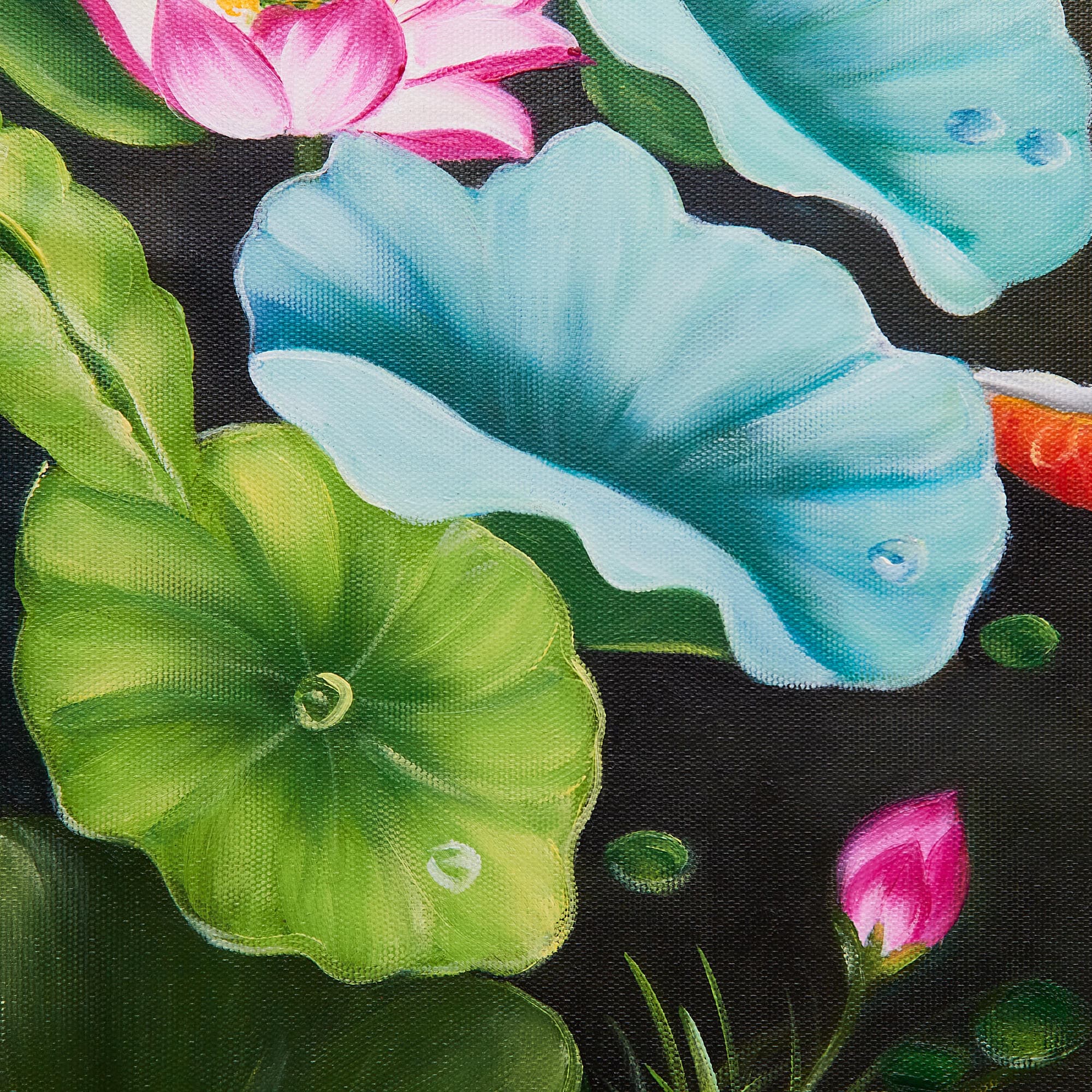 9 Koi Fish Swimming in Dark Lotus Pond image 2