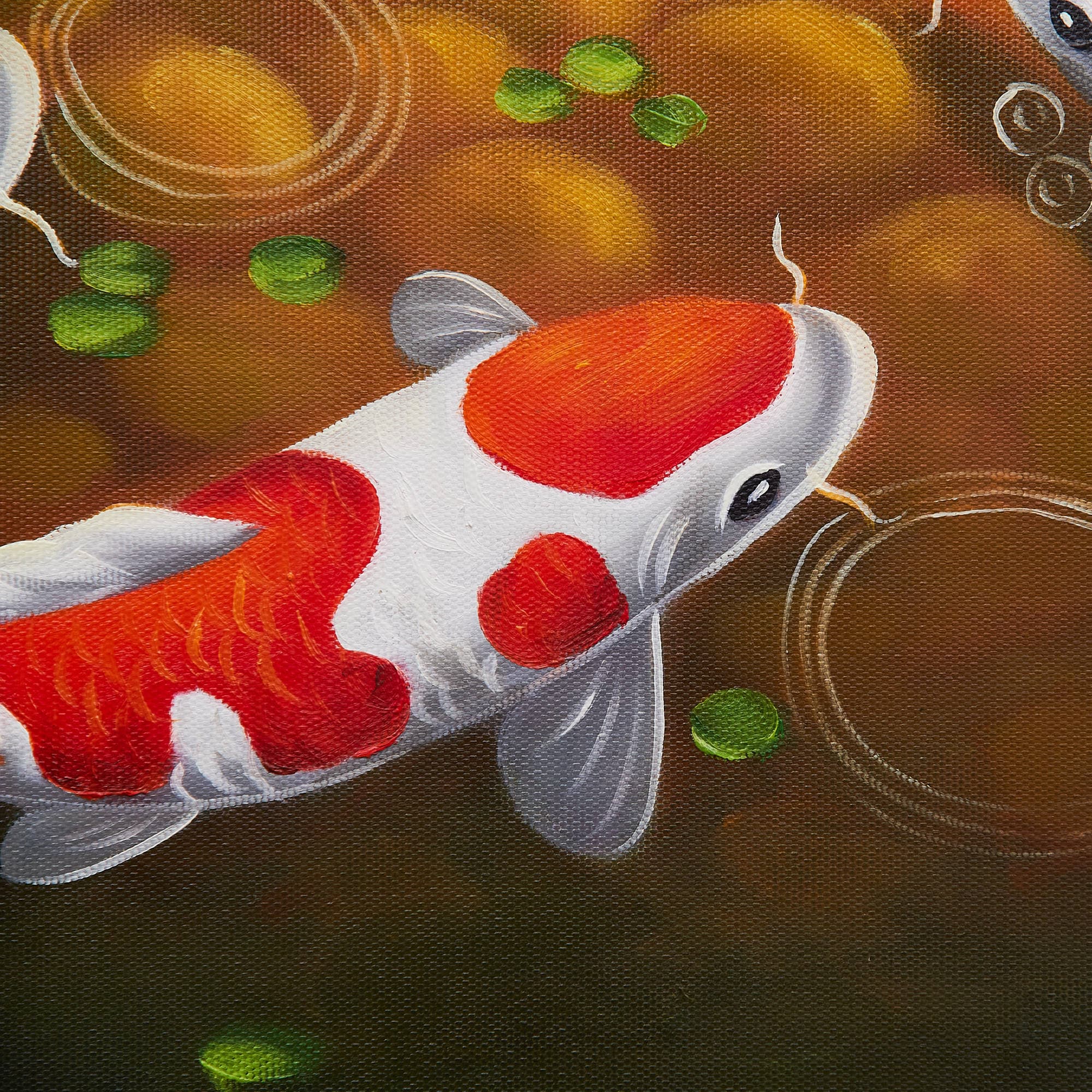 9 Koi Fish Swimming in Dark Lotus Pond image 5