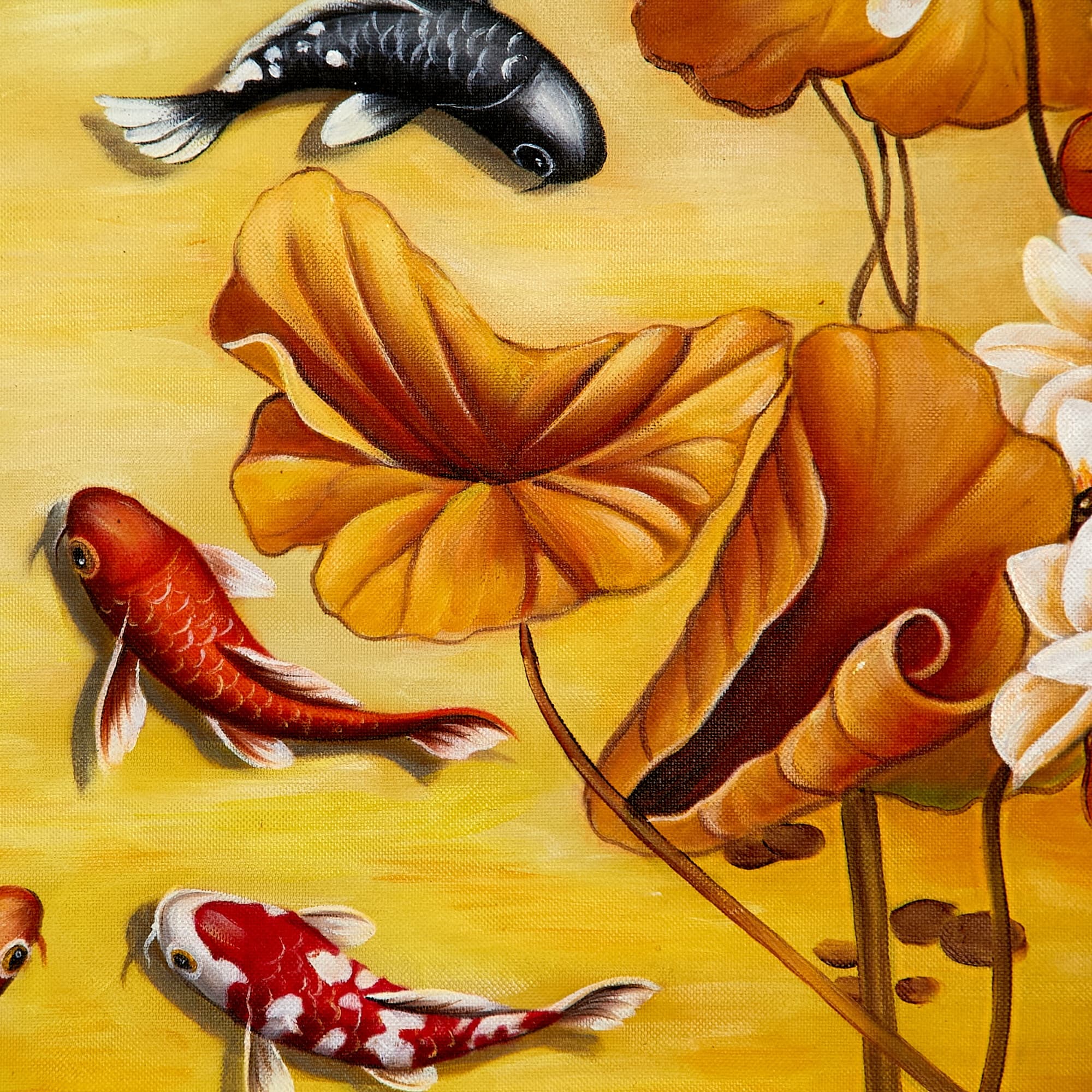 Nine Koi Fish with Golden Lotus at Sunset image 4