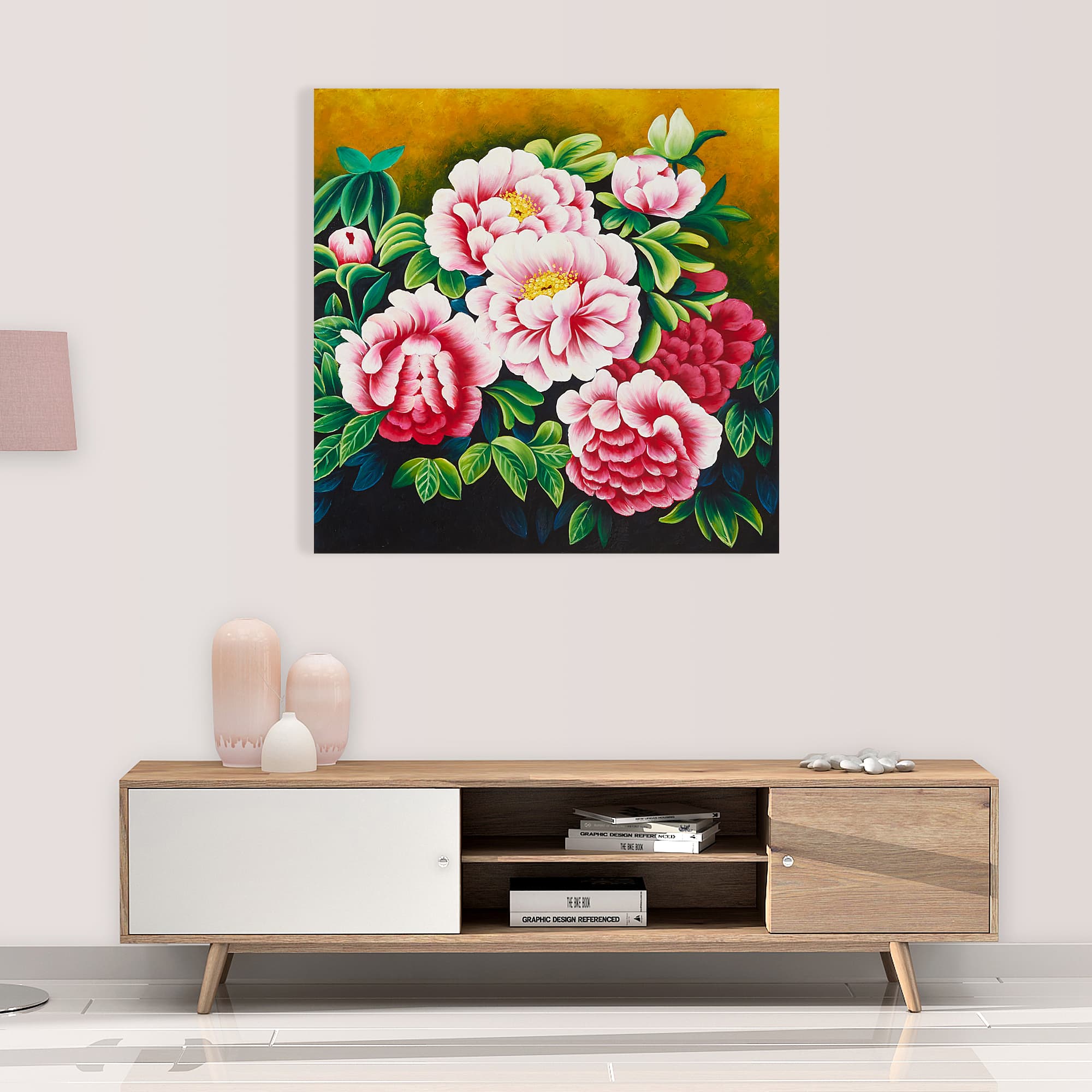 Pink Peonies on Golden Background image 9