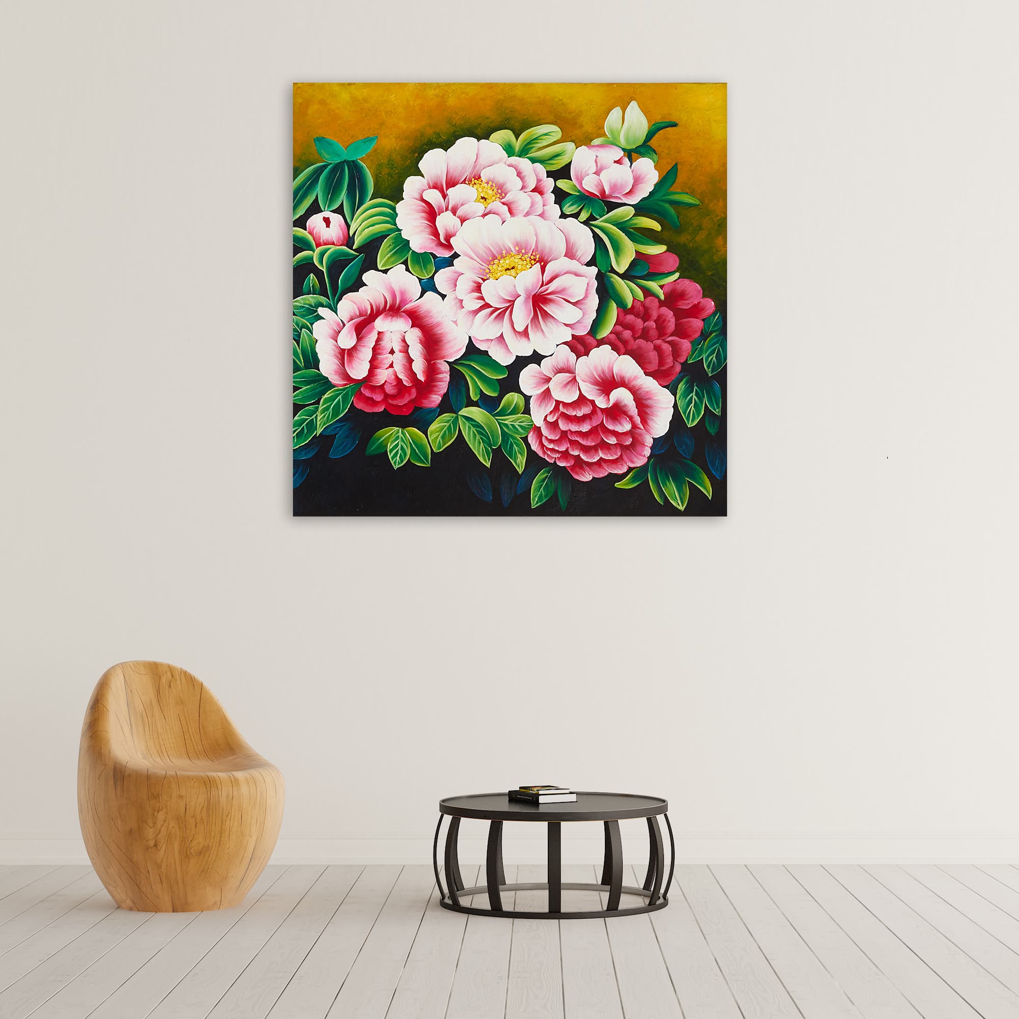 Pink Peonies on Golden Background image 2