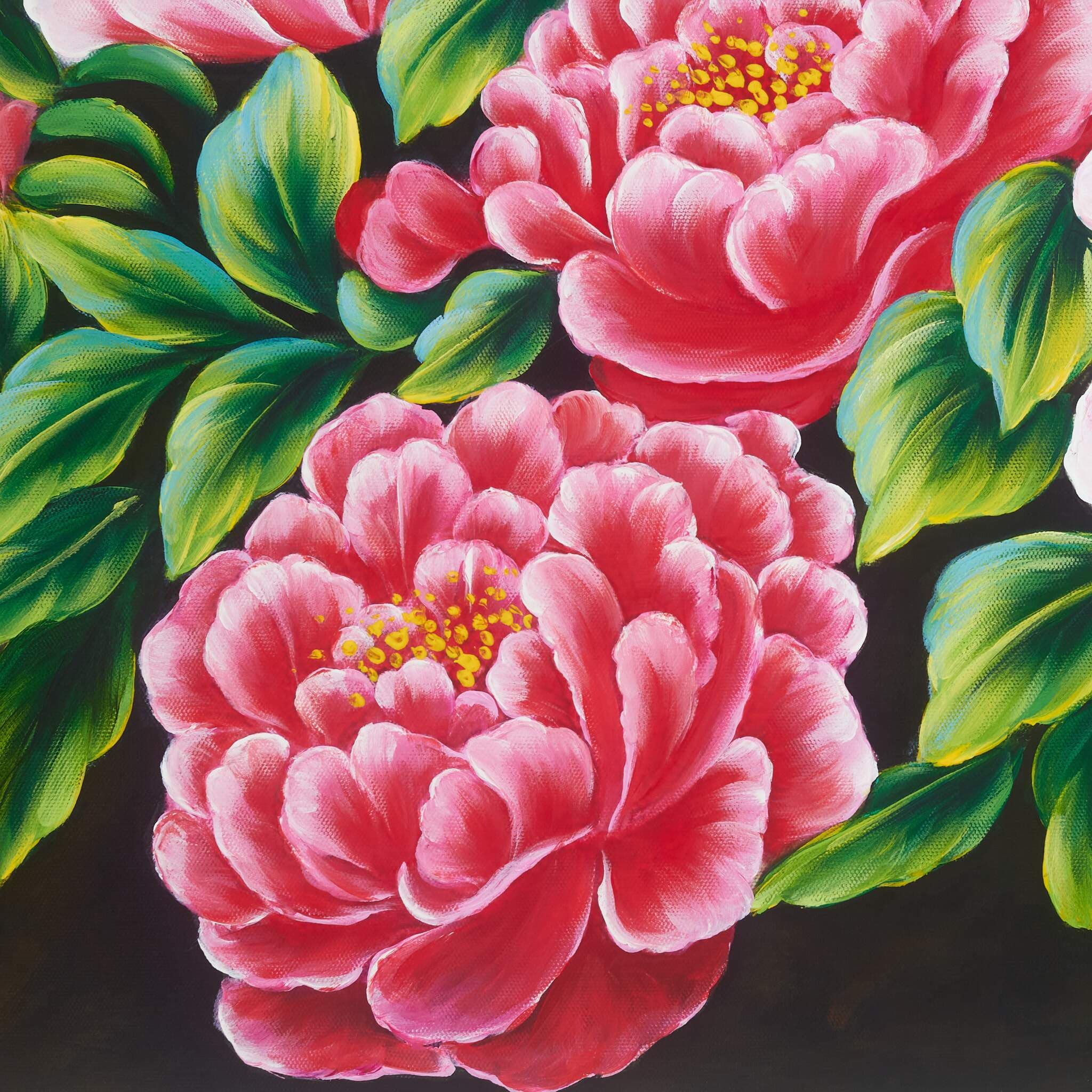 Pink and Crimson Peonies in Moonlight image 3