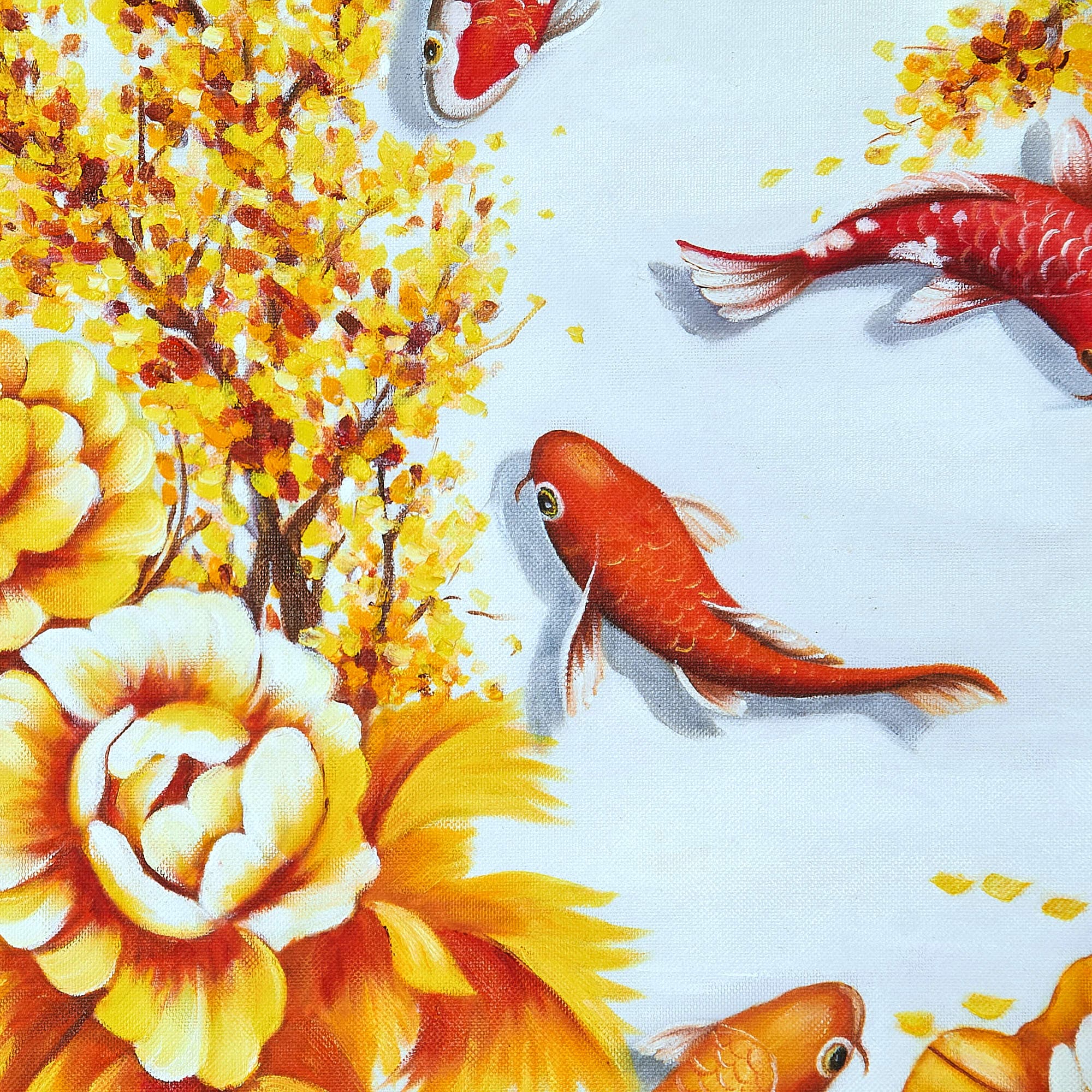 Koi Fish Among Golden Flowers and Peonies image 5