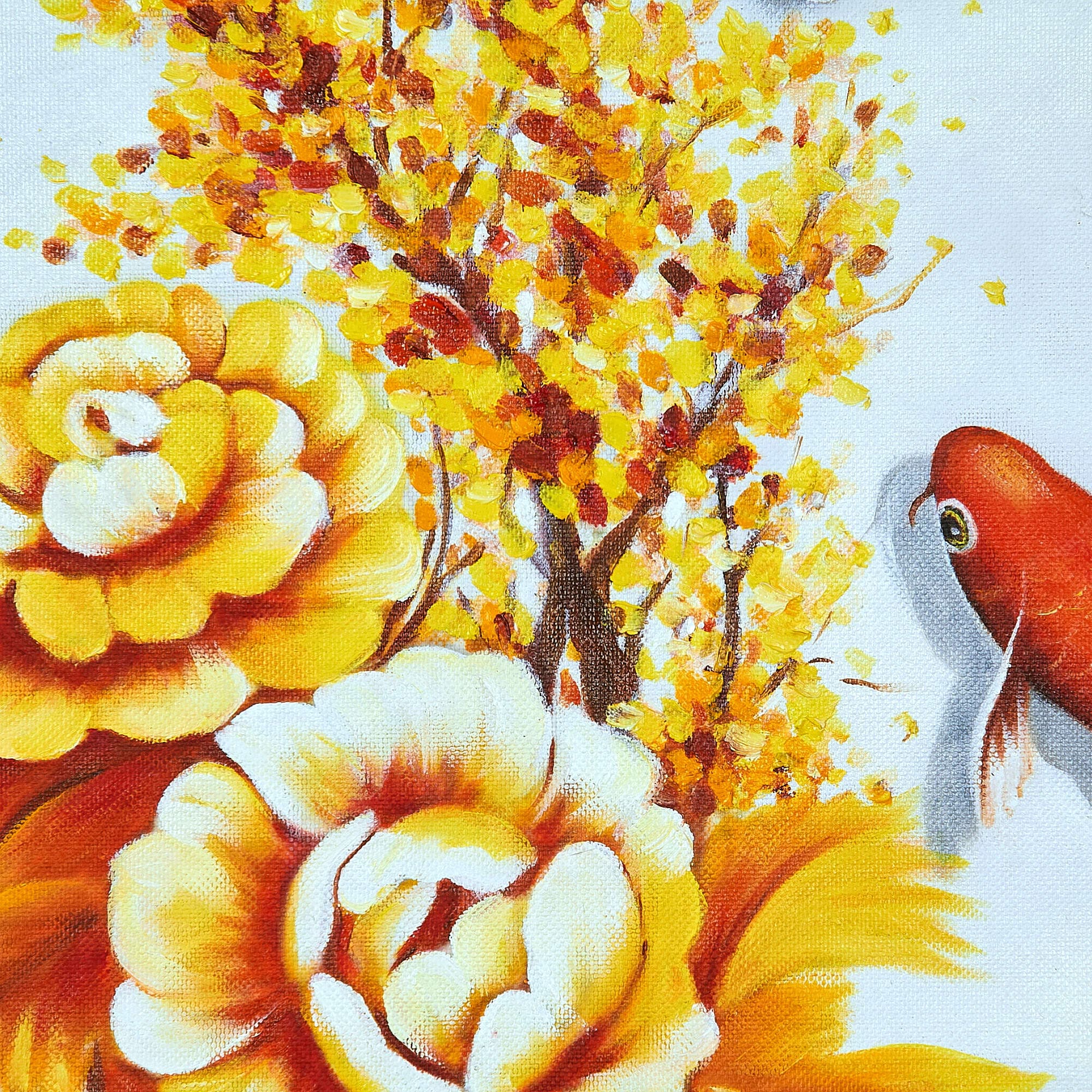Koi Fish Among Golden Flowers and Peonies image 2