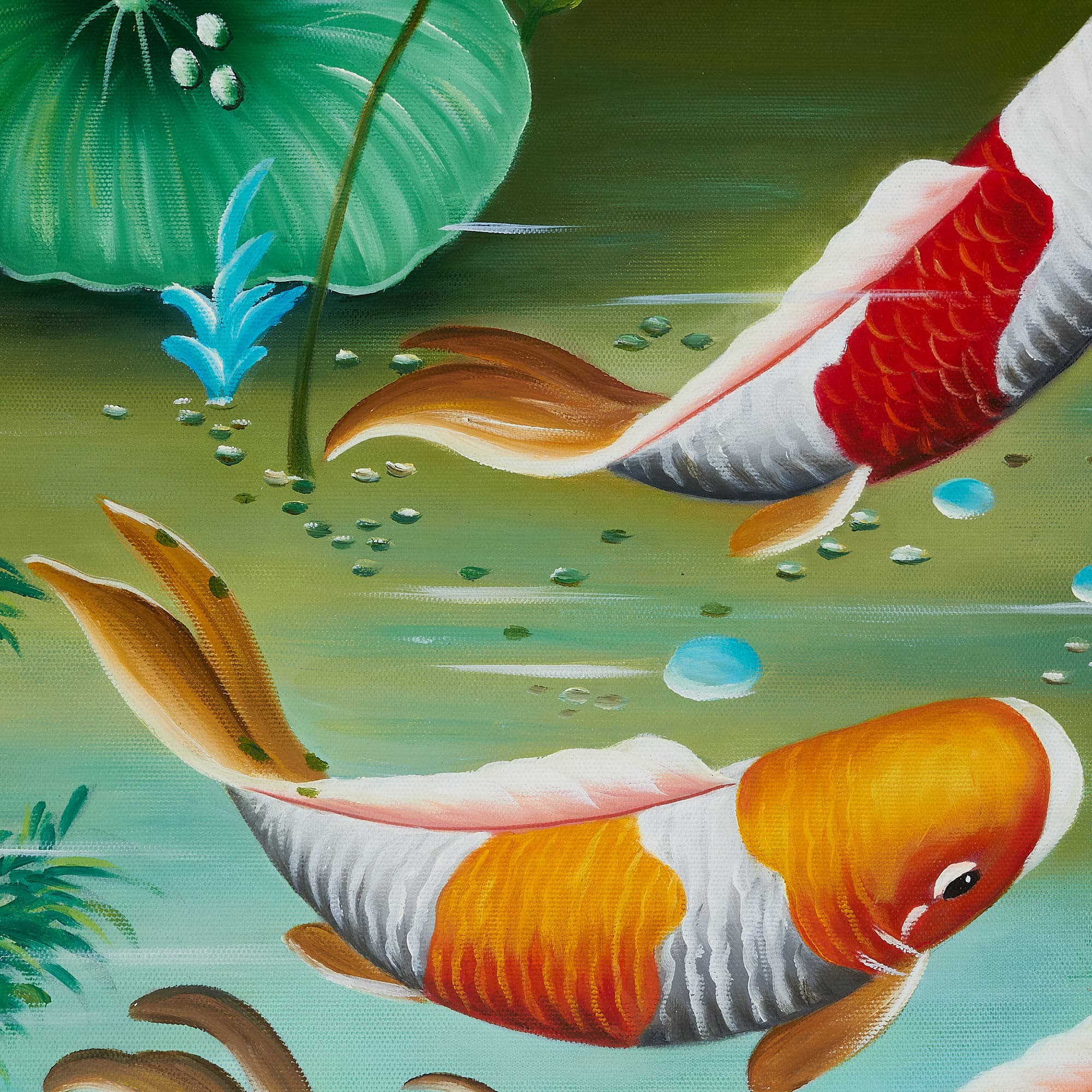 Nine Koi Fish in Green Lotus Pond image 7
