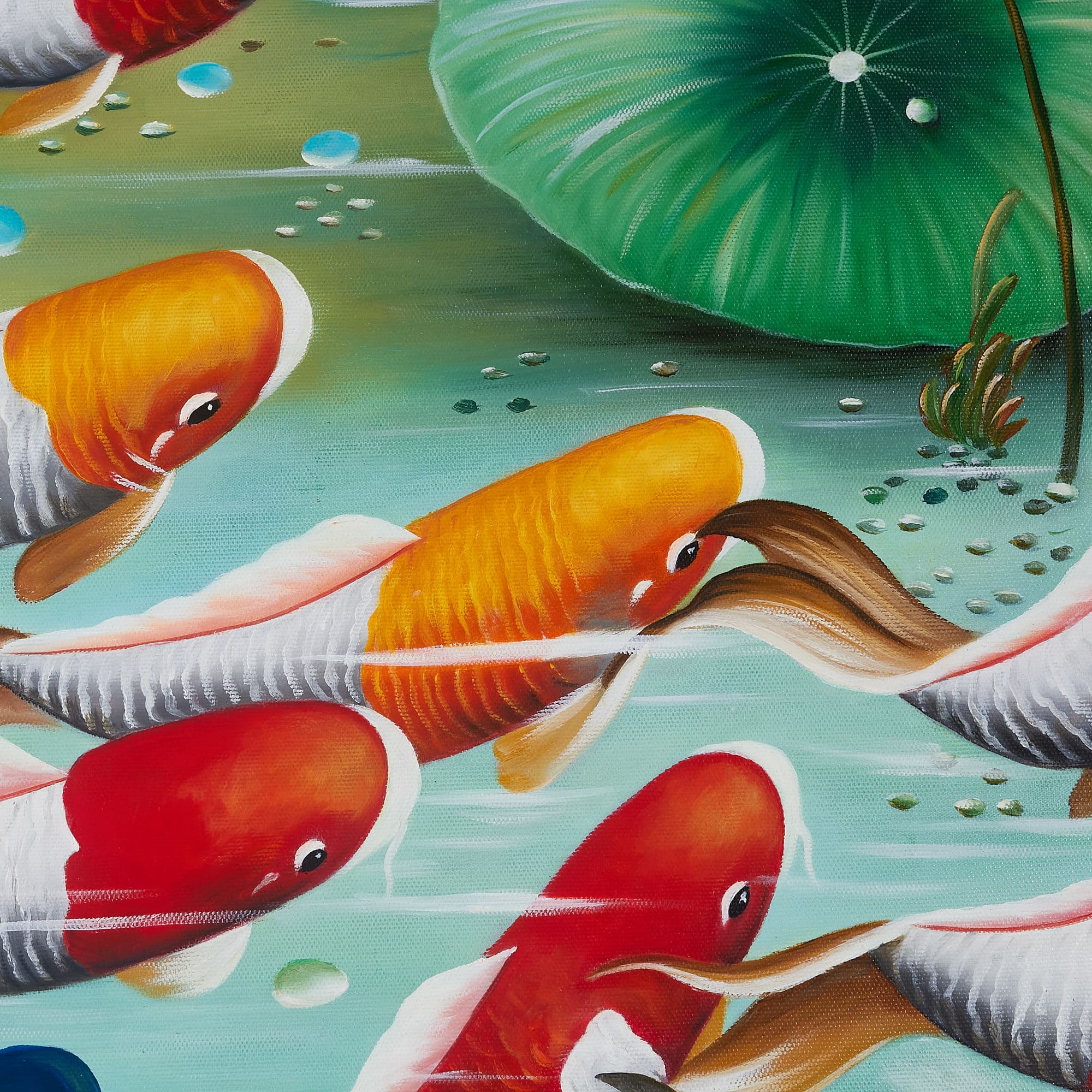 Nine Koi Fish in Green Lotus Pond image 8