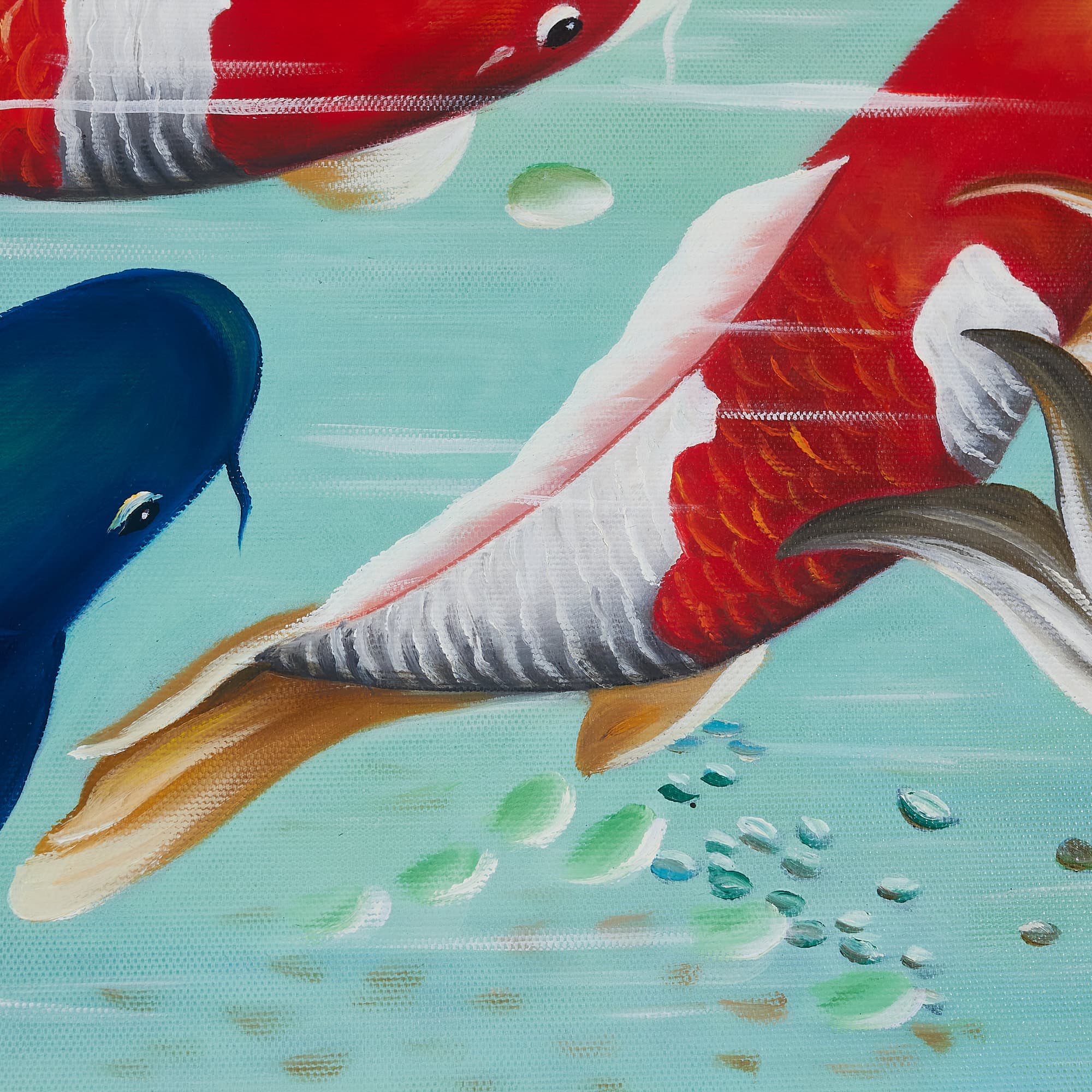 Nine Koi Fish in Green Lotus Pond image 3