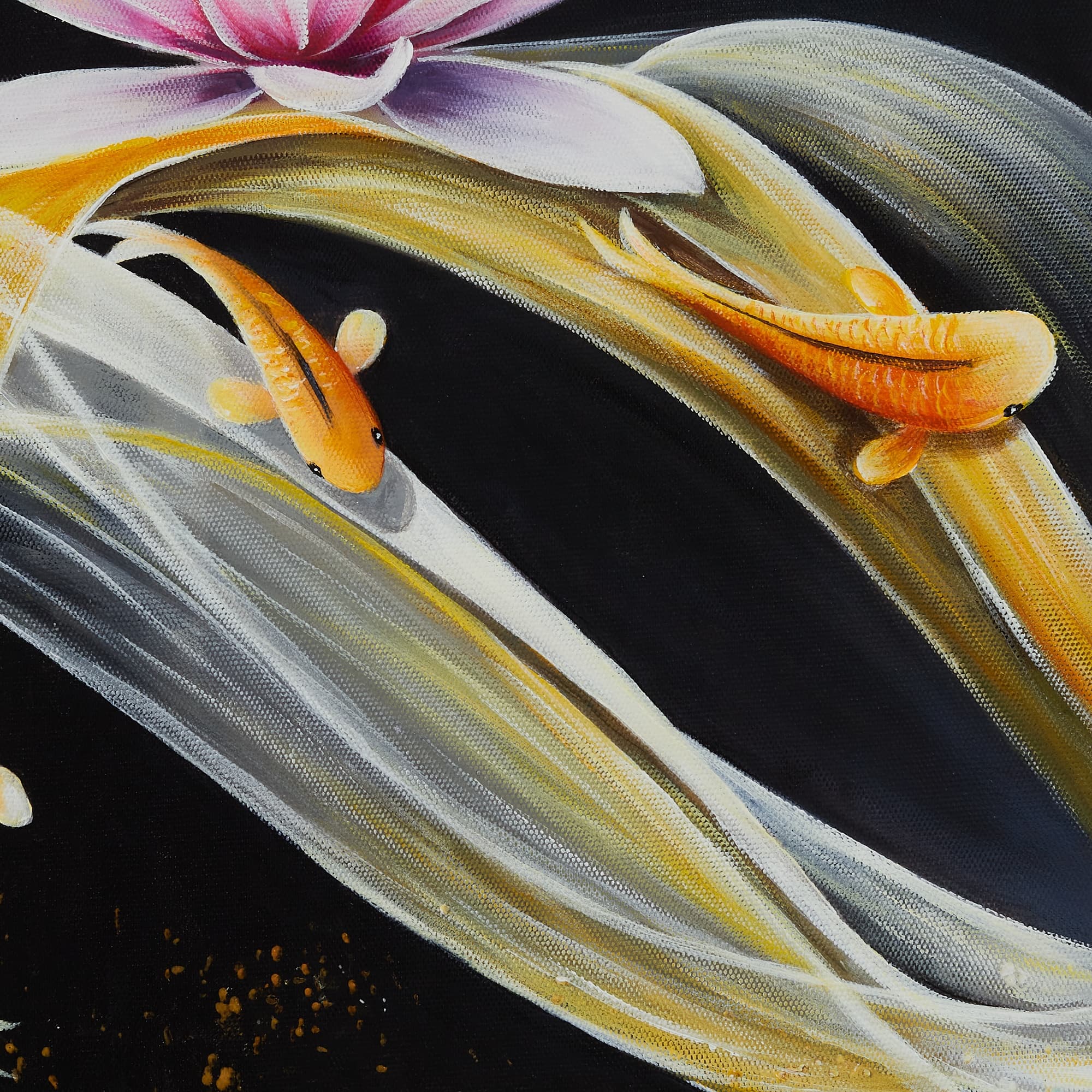 Golden Koi Fish Under Pink Lotus image 7