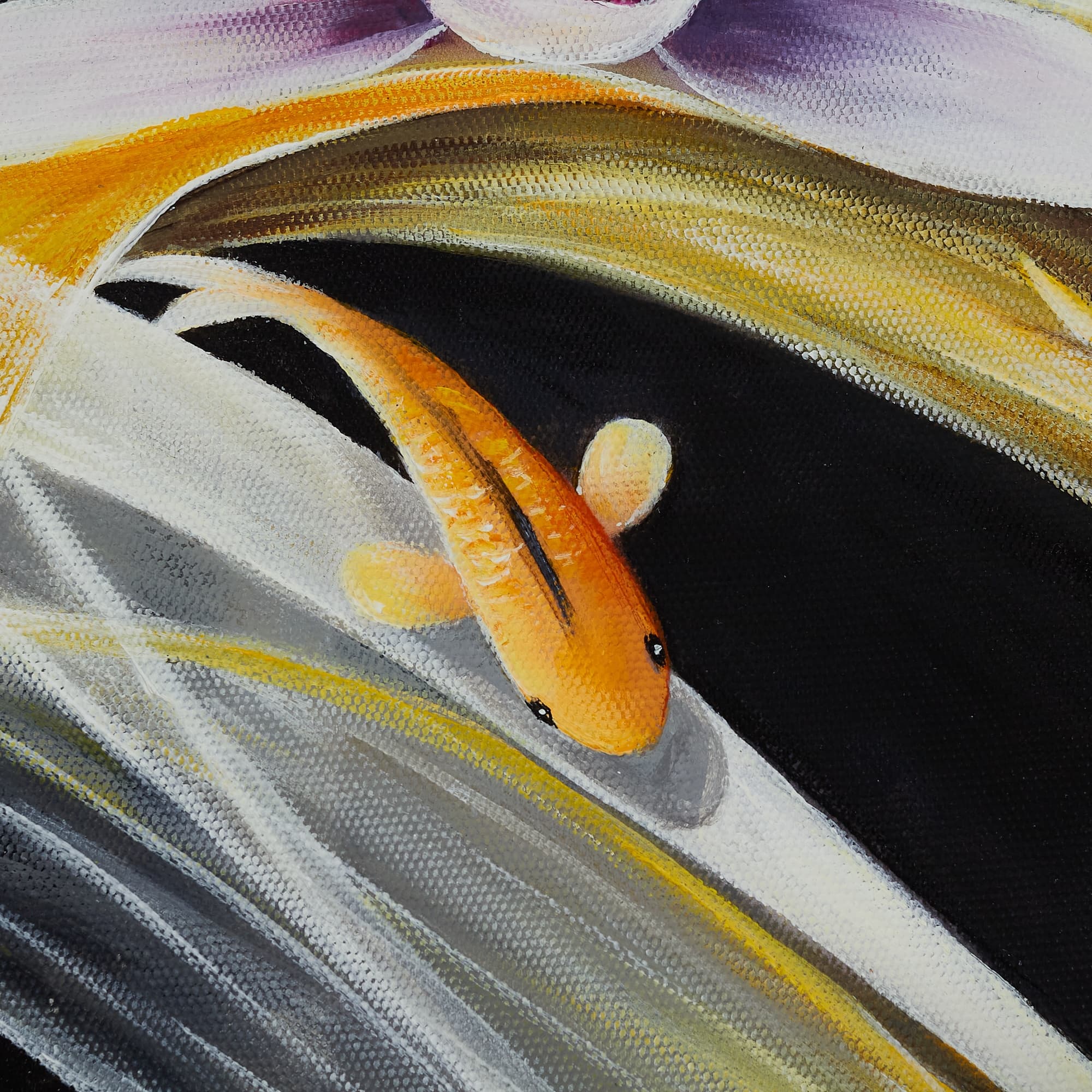 Golden Koi Fish Under Pink Lotus image 8