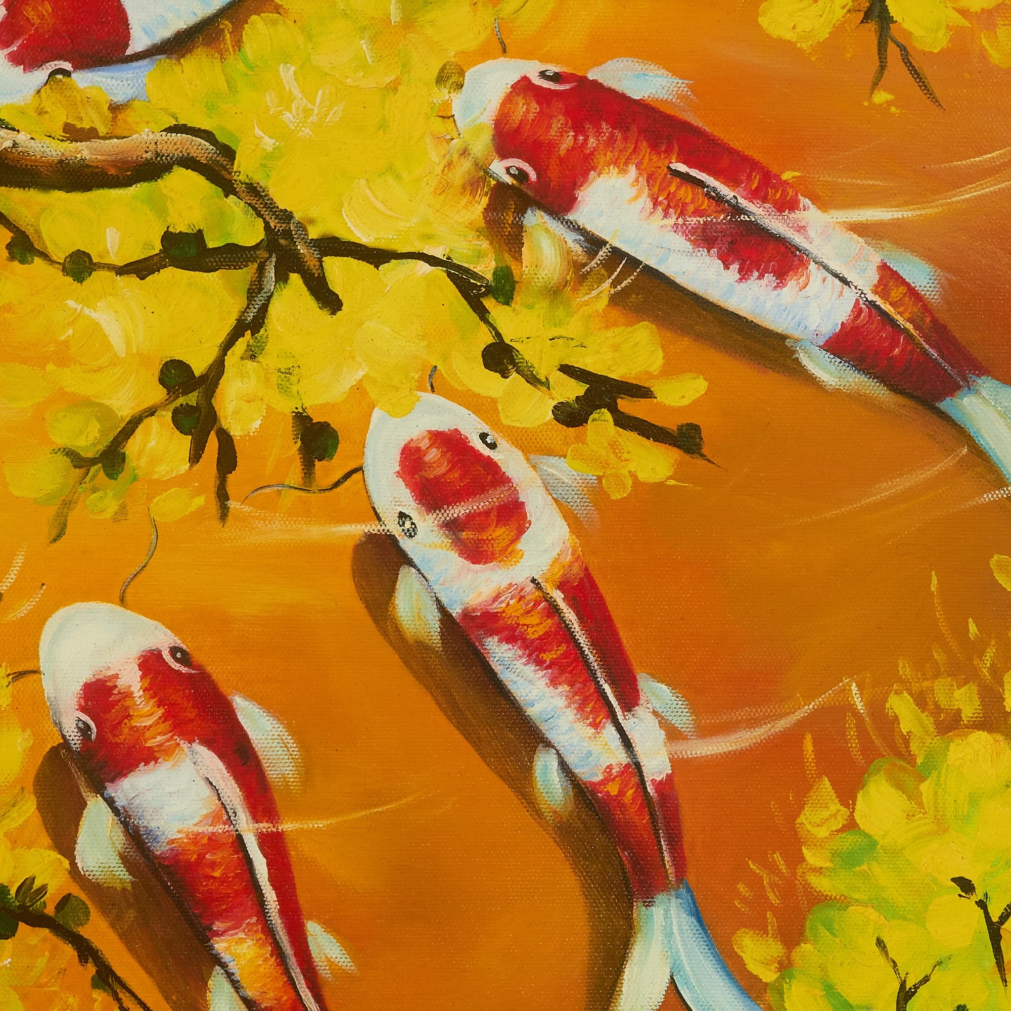 Koi Fish Under Yellow Plum Blossoms image 3