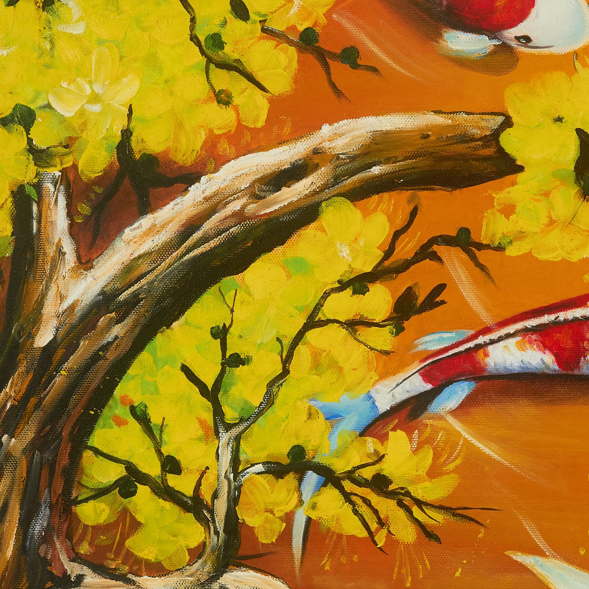 Koi Fish Under Yellow Plum Blossoms image 2
