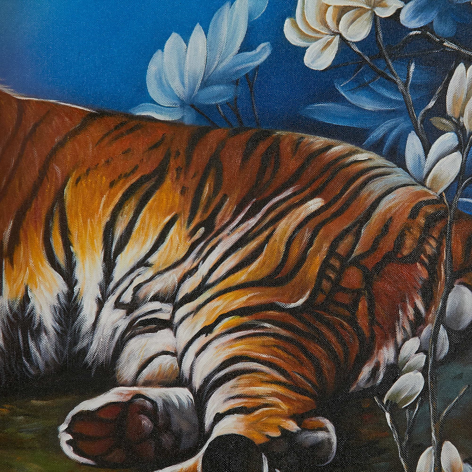 Tiger in Moonlight with Plum Blossoms image 3