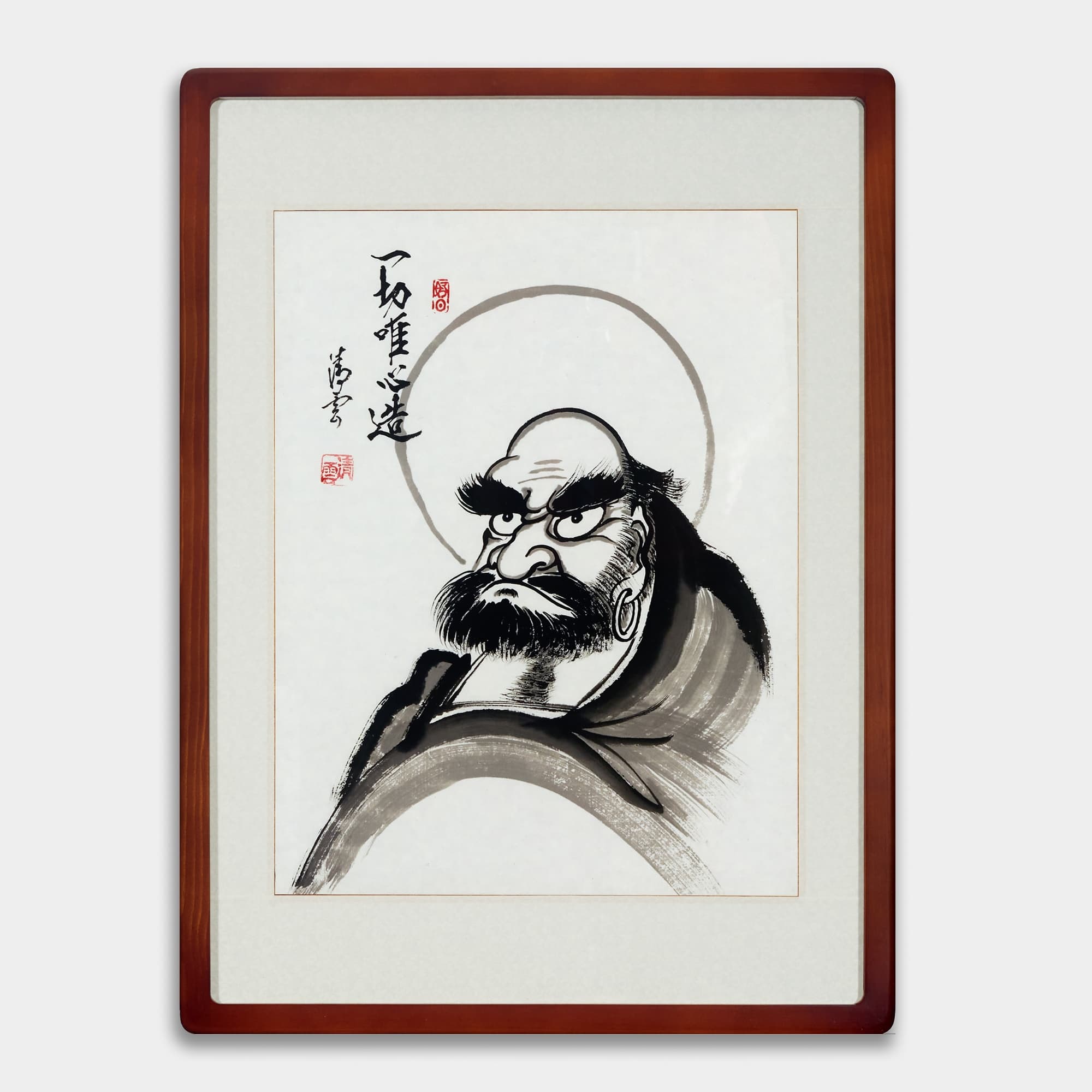 Bodhidharma Traditional Framed Bust – All Things Arise from Mind