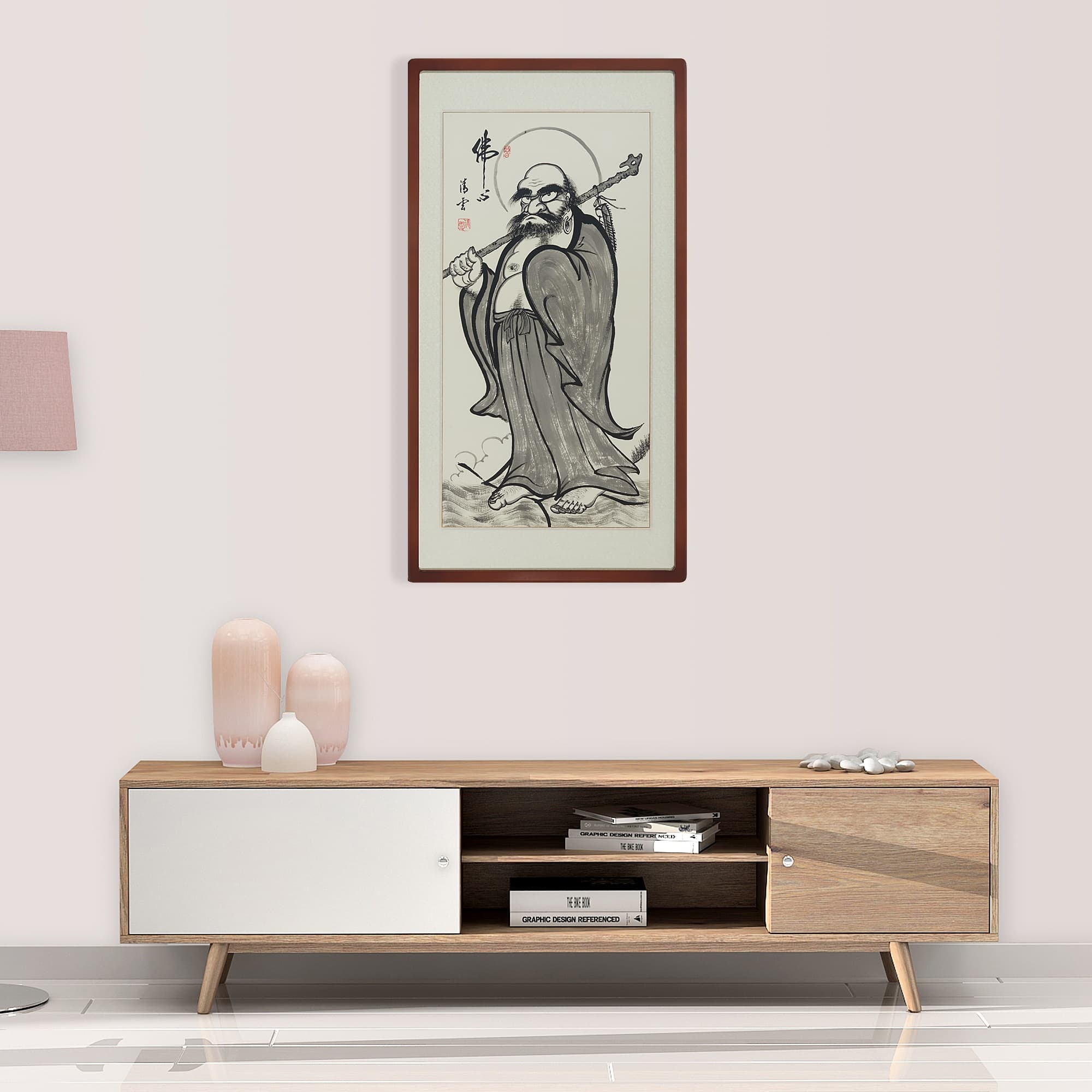 Bodhidharma Full Figure Traditional Framed – All Things Arise from Mind image 6