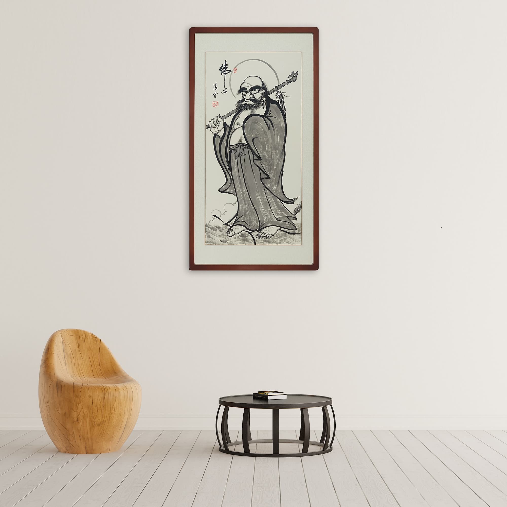 Bodhidharma Full Figure Traditional Framed – All Things Arise from Mind image 2