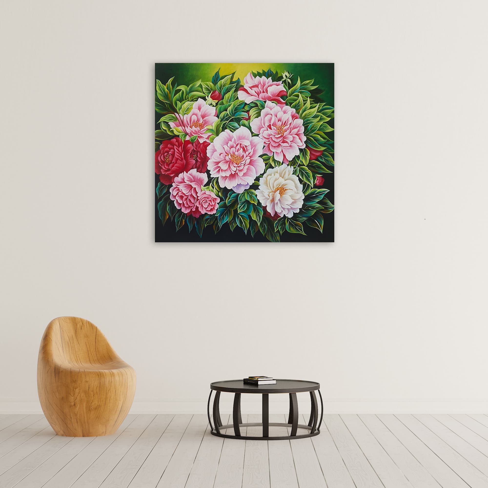 Pink and White Peonies on Deep Green image 5