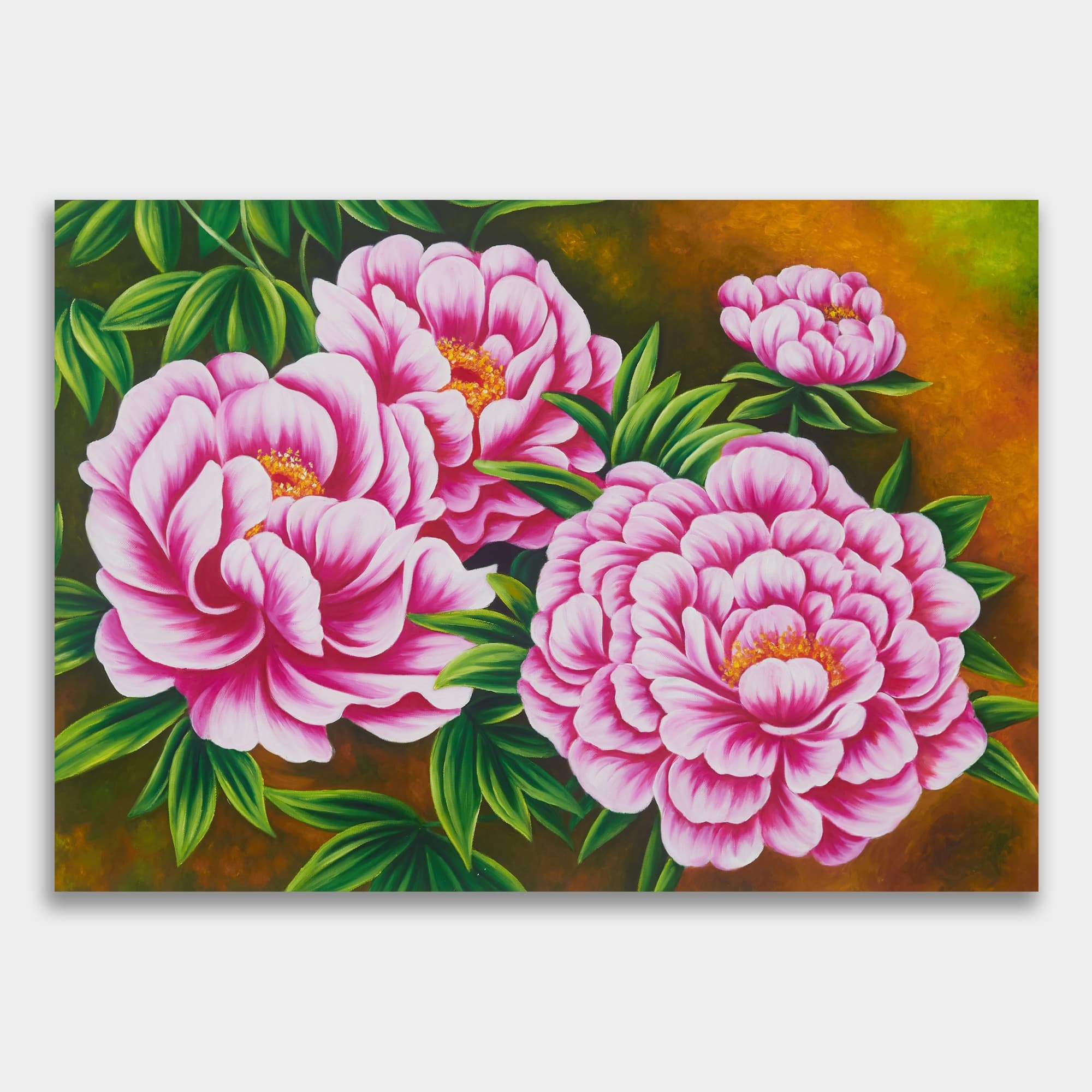 Soft Pink Peonies on Warm Earth Tones