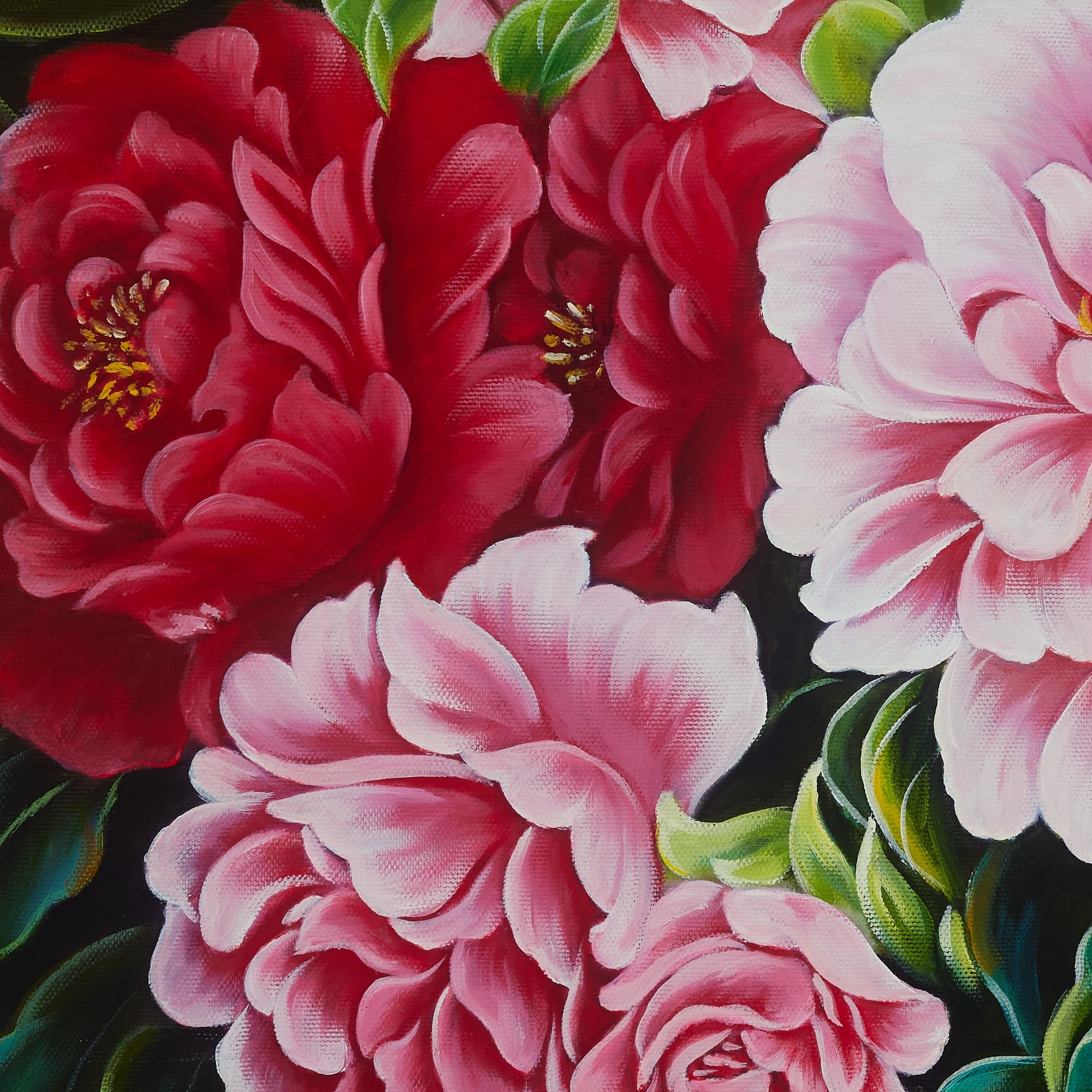 Pink and White Peonies on Deep Green image 3