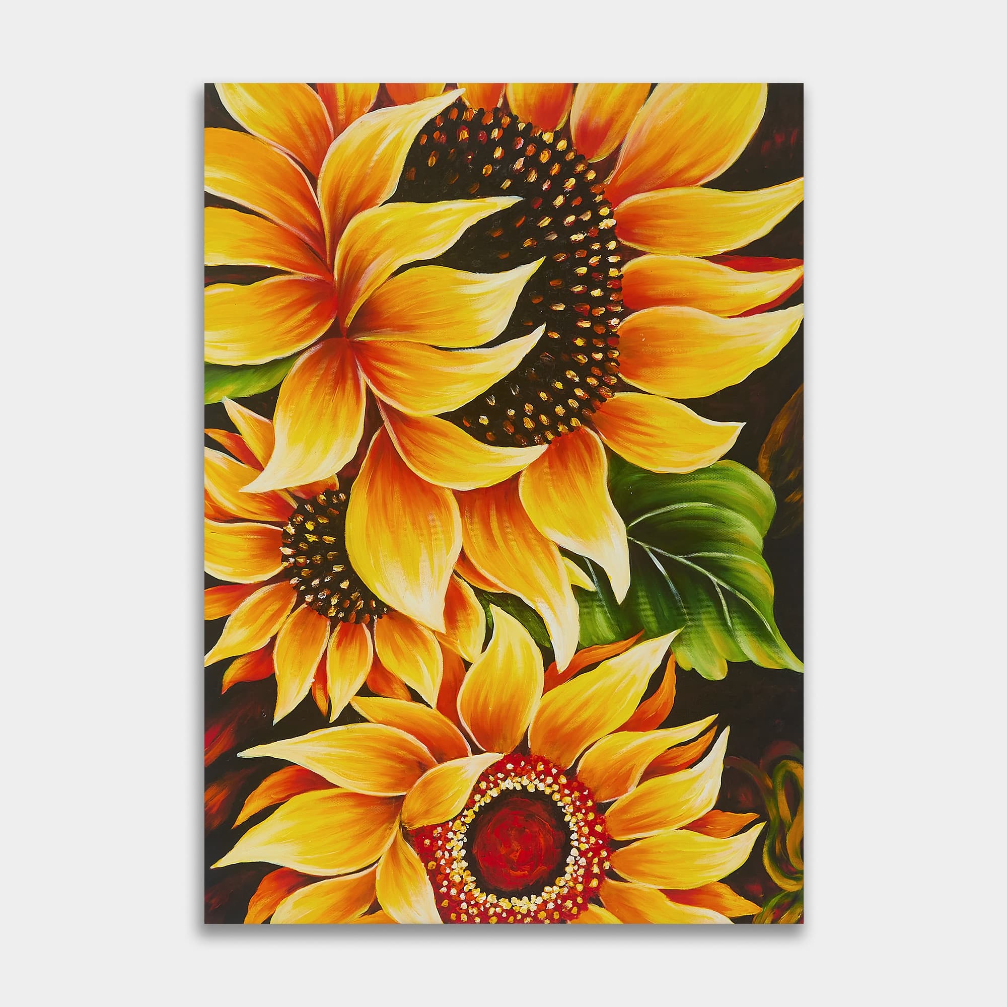 Bold Sunflowers on Dark Background