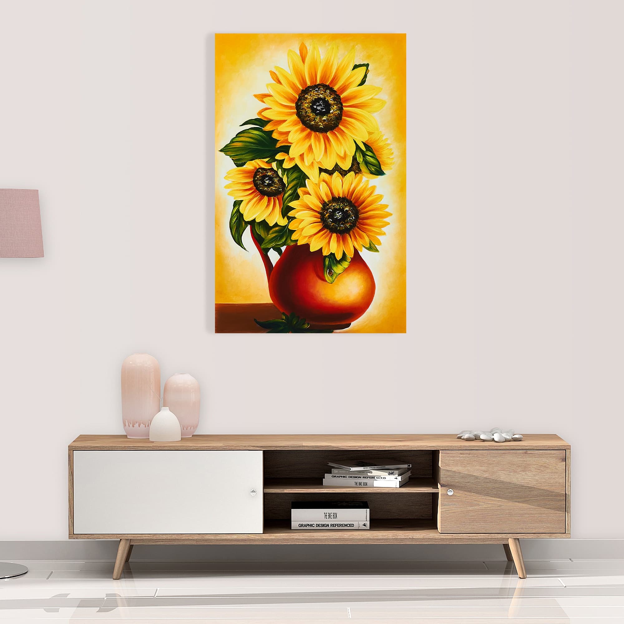 Sunflowers in a Red Vase image 7