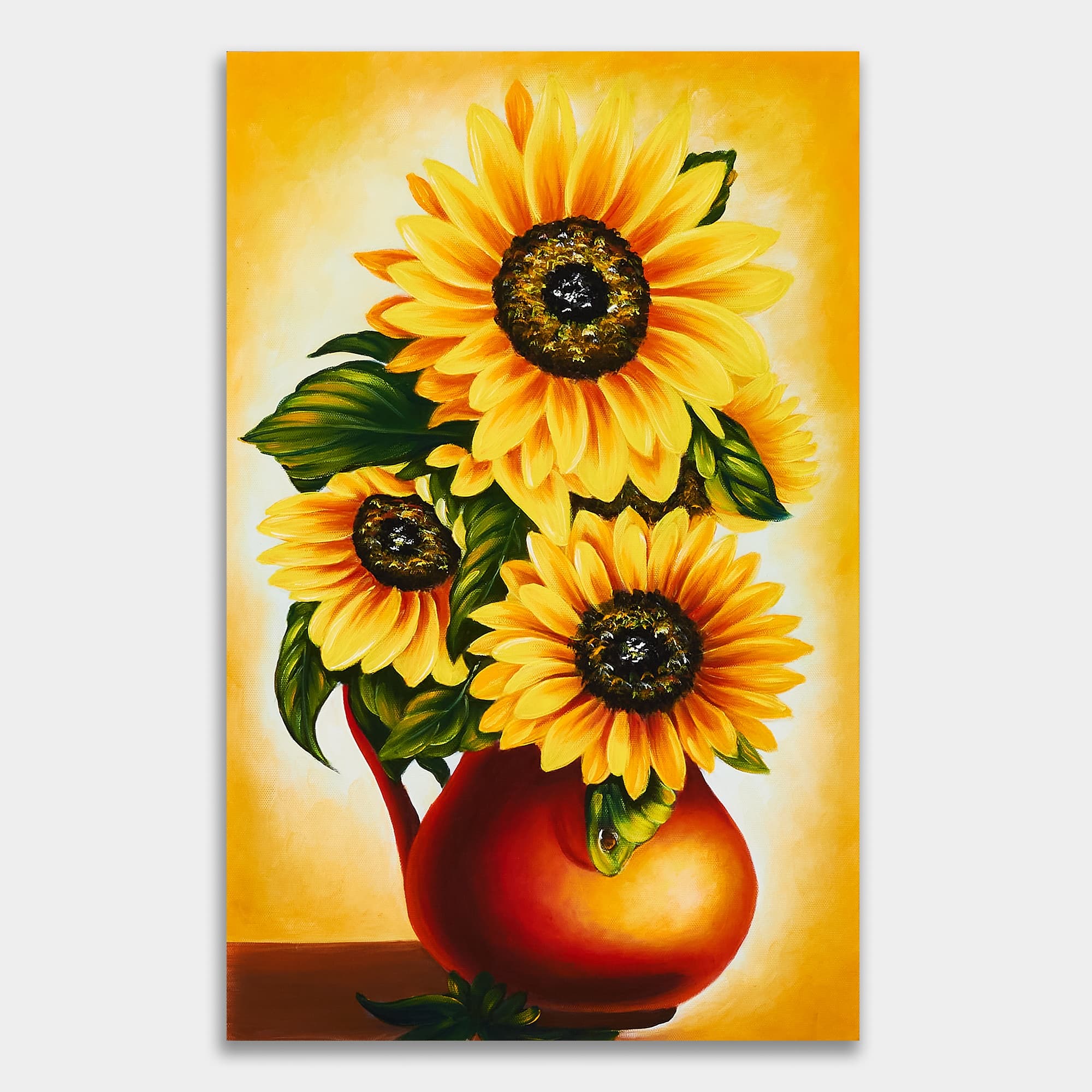 Sunflowers in a Red Vase
