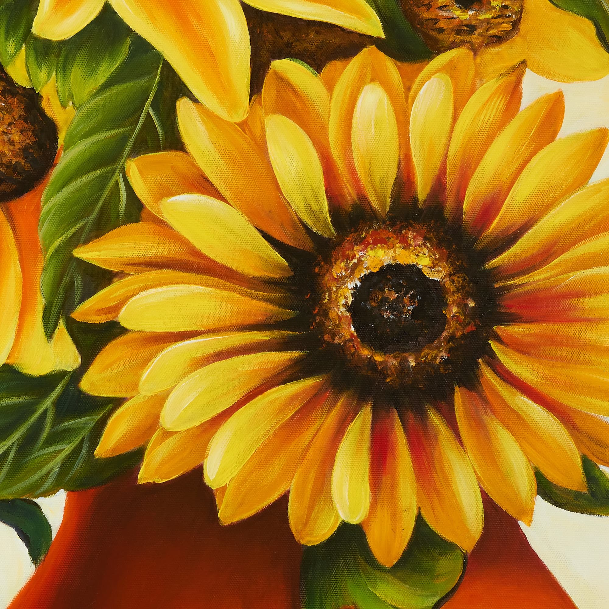 Tall Sunflower Bouquet in Red Vase image 4