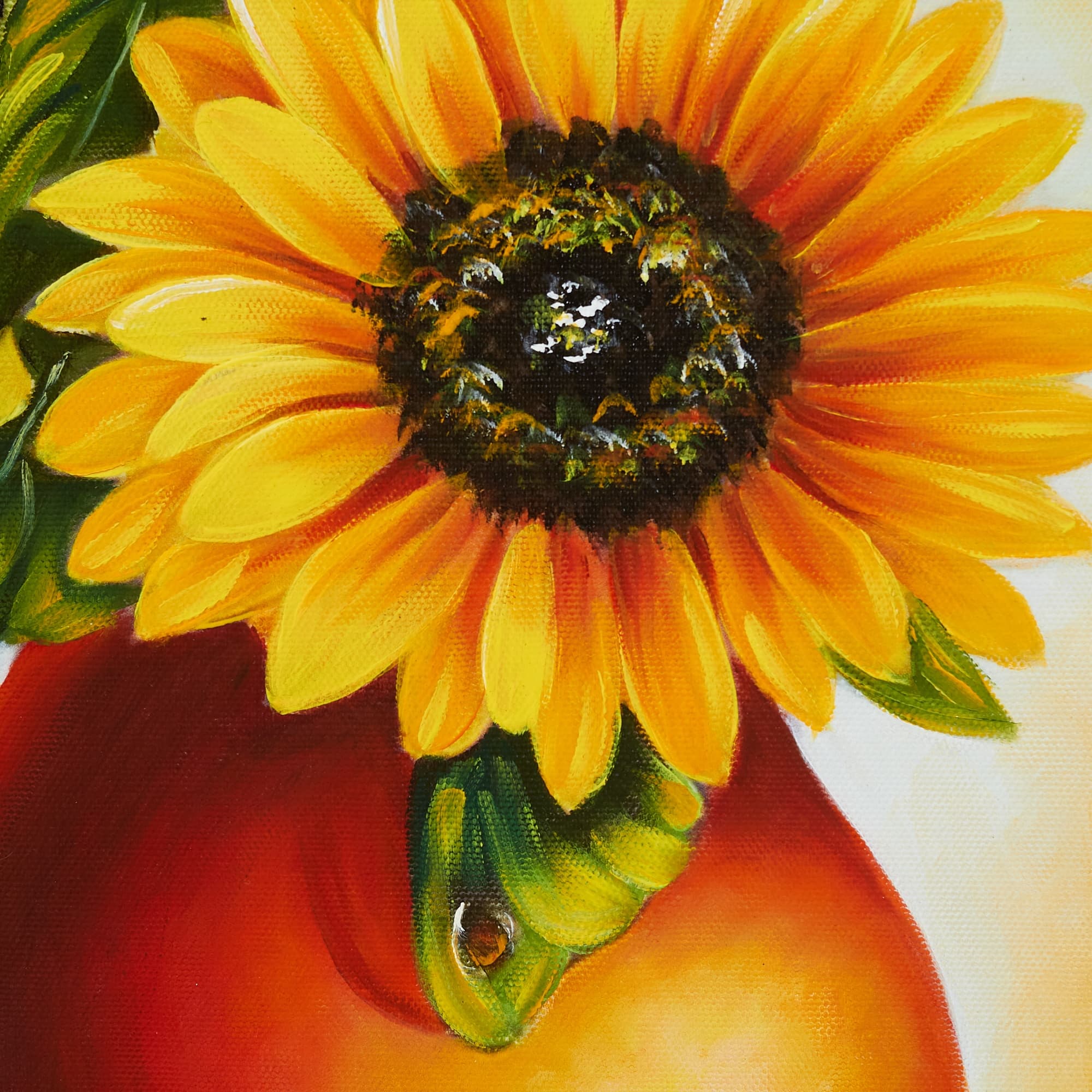 Sunflowers in a Red Vase image 5