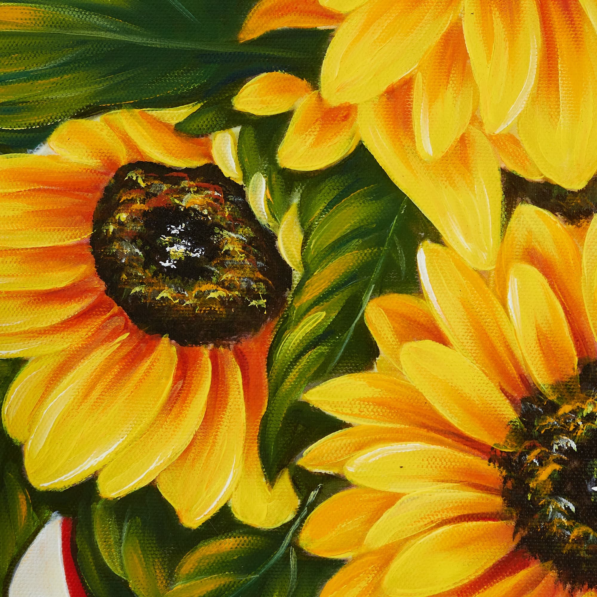 Sunflowers in a Red Vase image 6