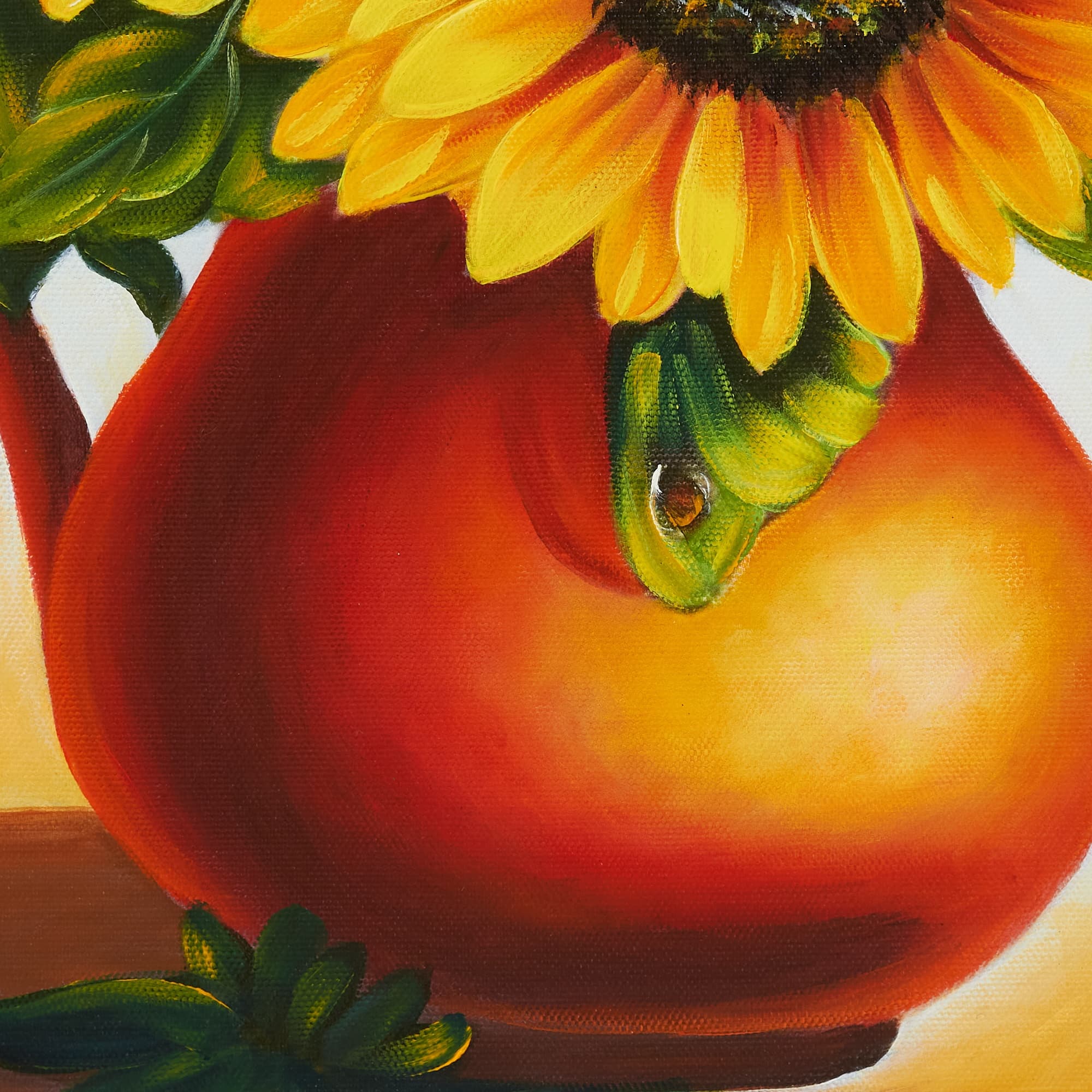 Sunflowers in a Red Vase image 3