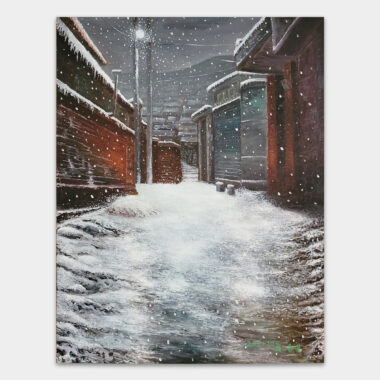Picture of snow on a Winter Night in Korea Painting