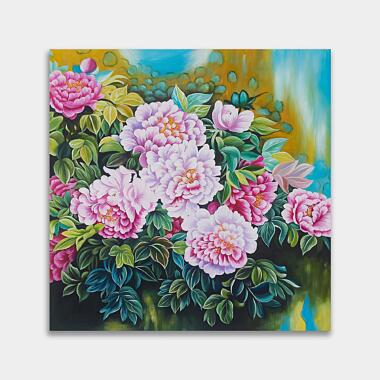 Pink and red peony painting