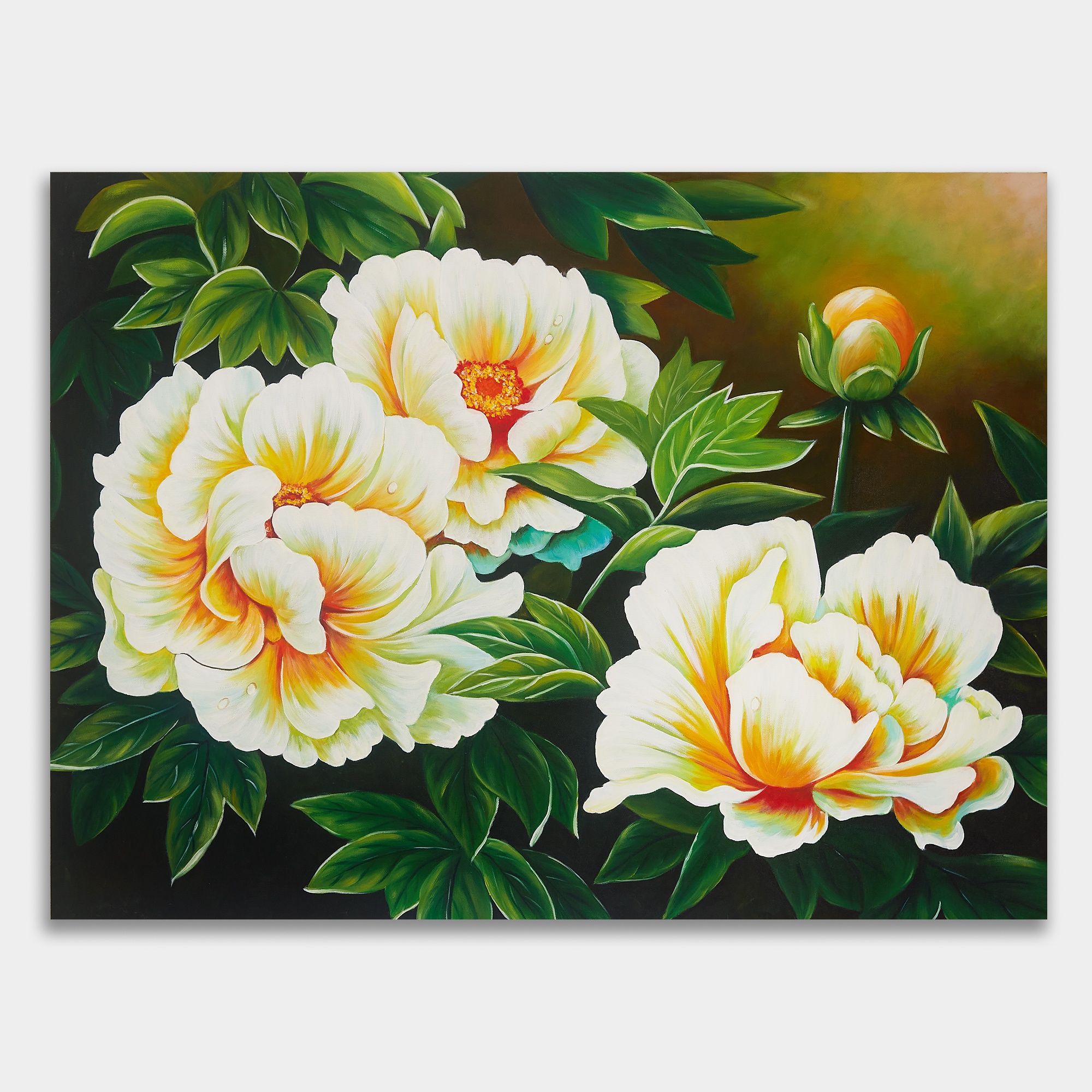 Yellow peony oil painting