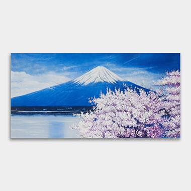 Fuji mountain and cherry blossom painting