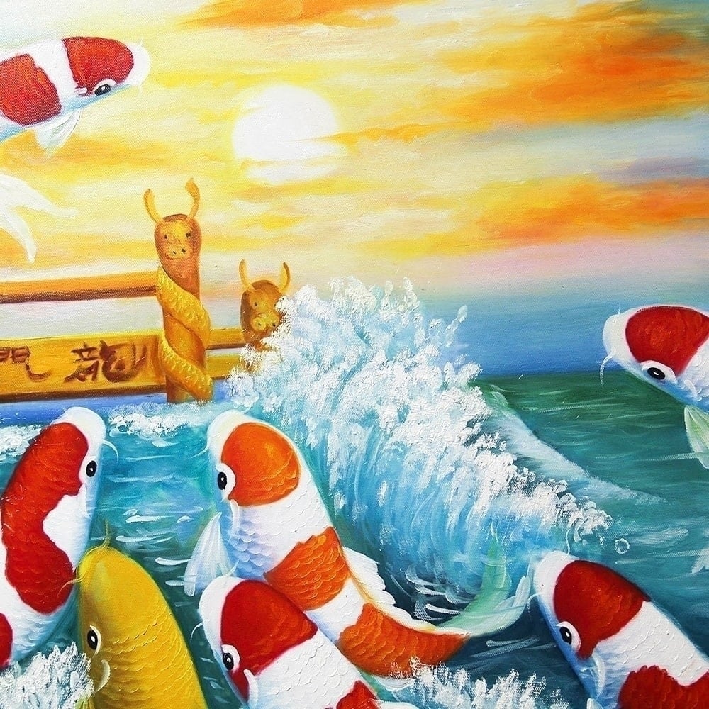 용문을 향해 뛰어오르는 잉어 그림 (80X60CM) - 세오아트갤러리